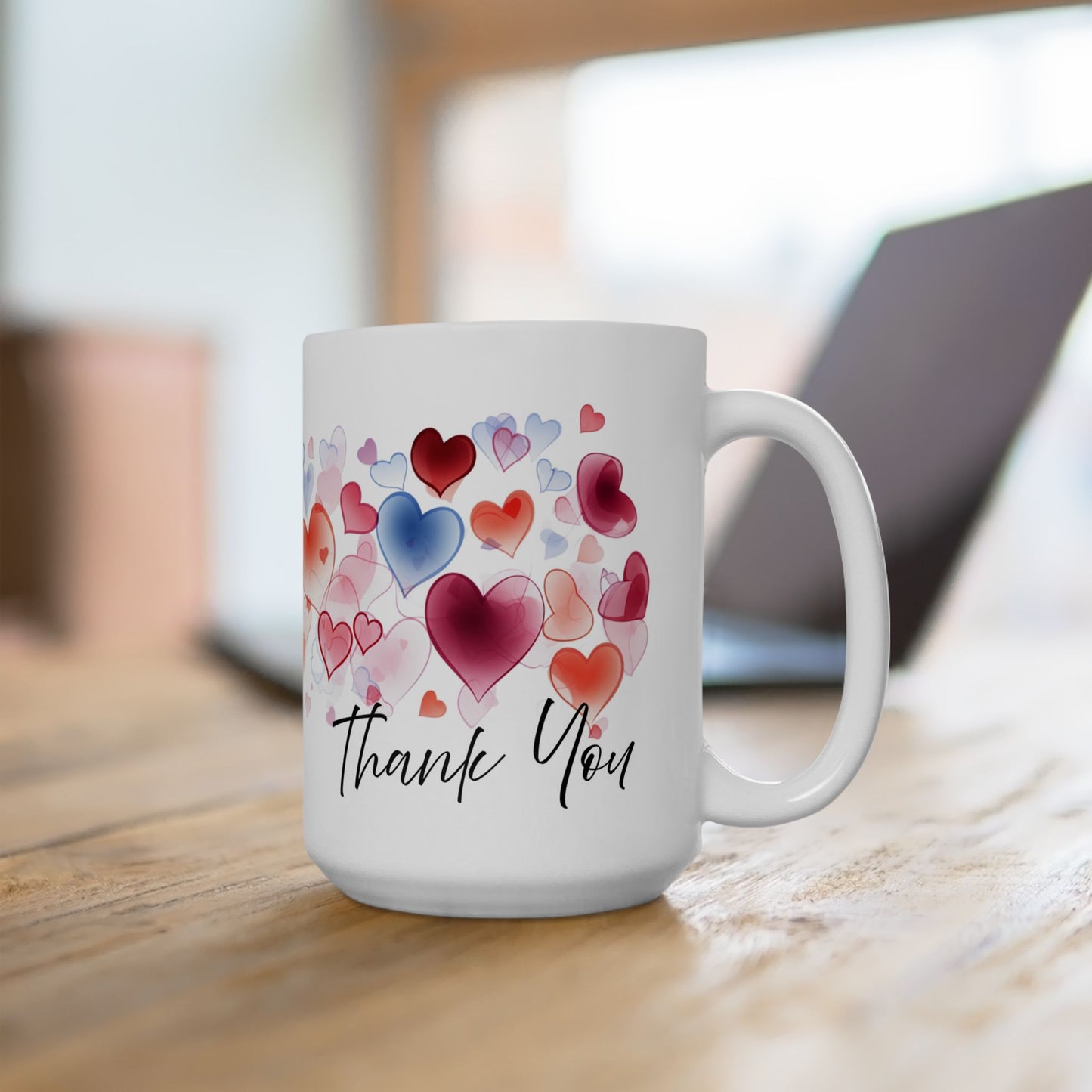 Thank You Mug, Valentine's Day Mug, Hearts Graphic Tea Cup, Teacher Thank You Mug, Valentines Day Gift, Thank You Hearts Mug