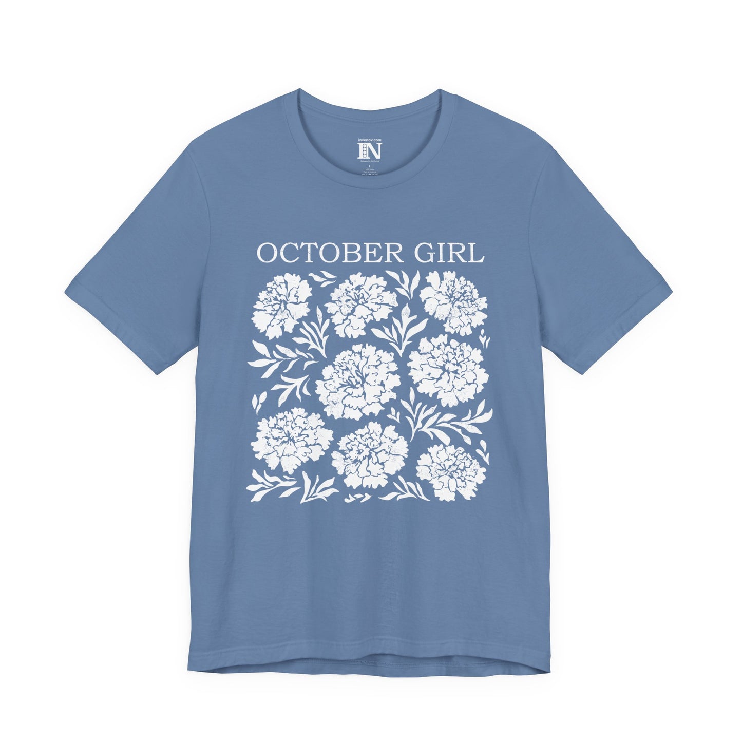 October Girl Shirt, October Birthday Gift, Marigold Flower Graphic Shirt, Born October Shirt, Fall Floral T-Shirt, Nature Lover Shirt