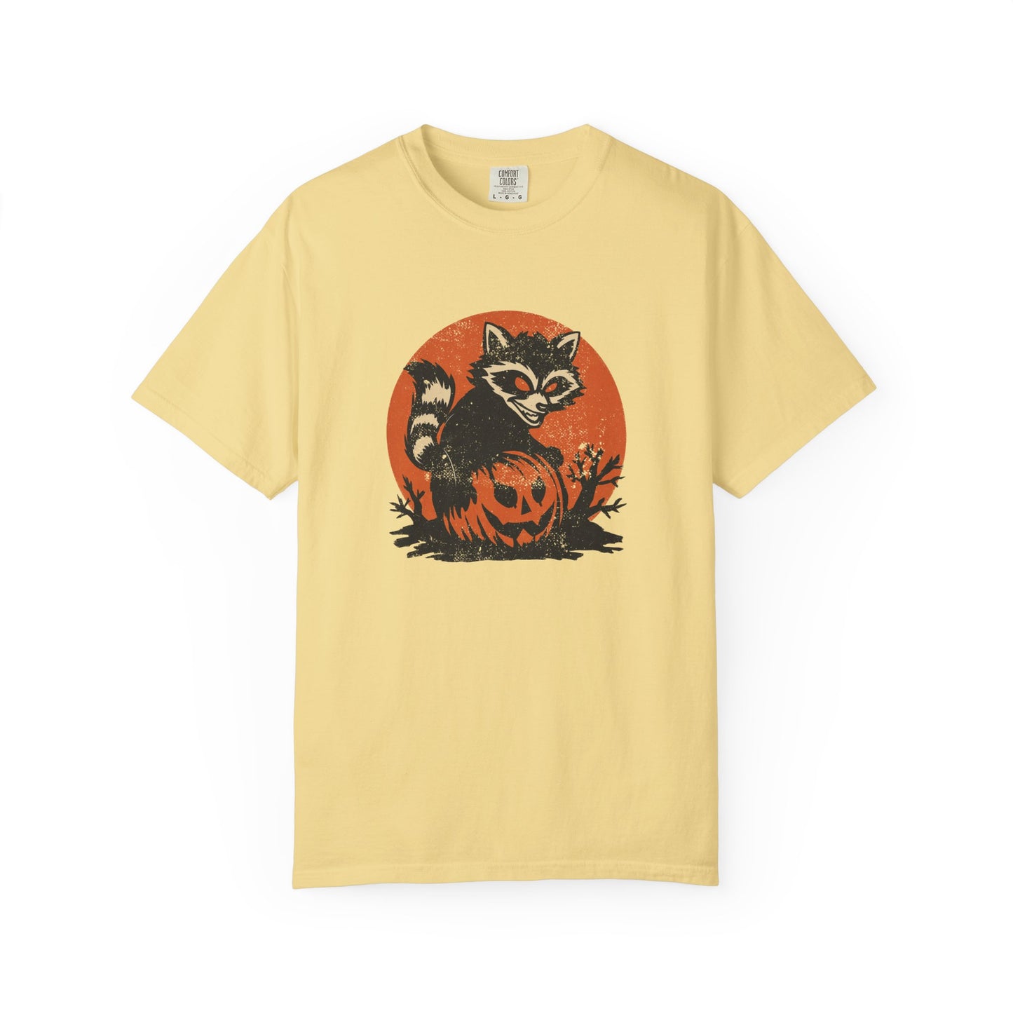 Comfort Colors Spooky Raccoon Halloween T-Shirt, Halloween Raccoon T-shirt, Spooky Trick-Or-Treat Tee, Halloween Shirt, Fall Pumpkin Design