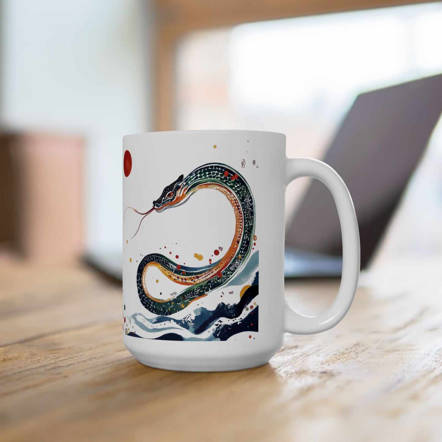 Year of the Snake Ceramic Mug, Chinese Snake Painting Tea Cup, Year of the Snake Mug, Zodiac Animal Coffee Cup, Lunar New Year Gift, Snake