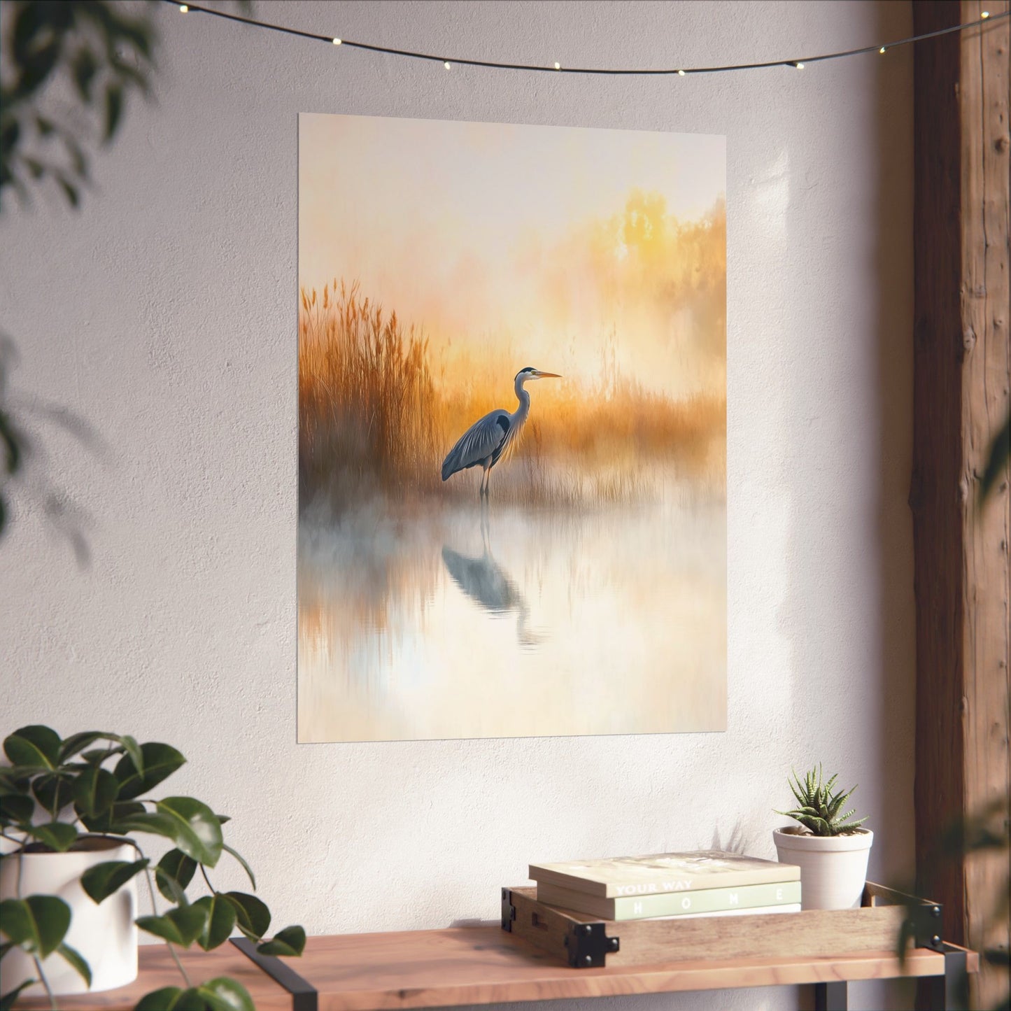 Blue Heron in the Wild Poster, Crane Art Poster, Nature Lover Wall Art, Tranquil Marsh Wildlife Decor, Bird Enthusiast Wall Art, Home Decor