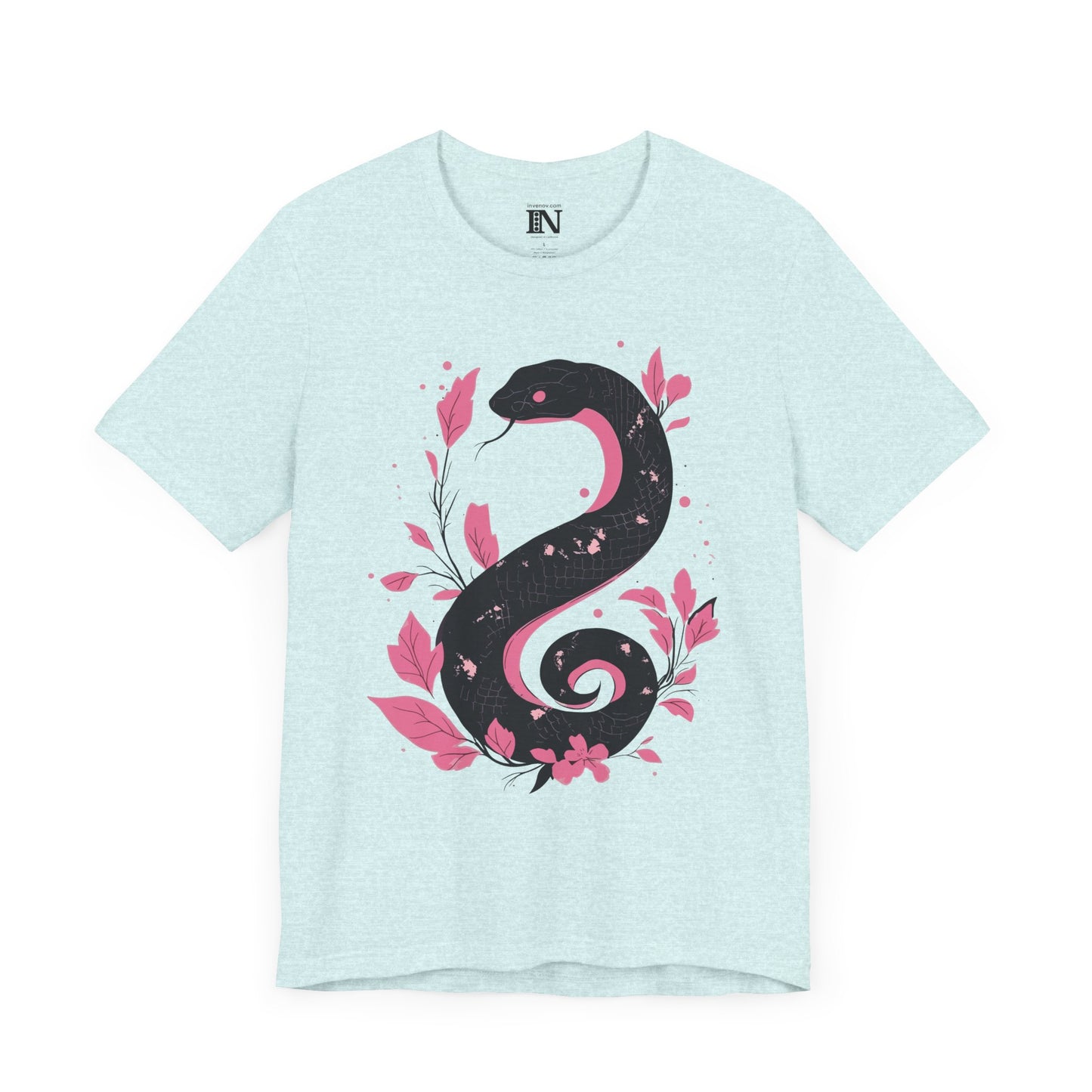 Chinese New Year Shirt, Snake Graphic T-Shirt, Lunar New Year Shirt, Minimalistic Black and Pink Tee, Abstract Floral Art, Year of the Snake