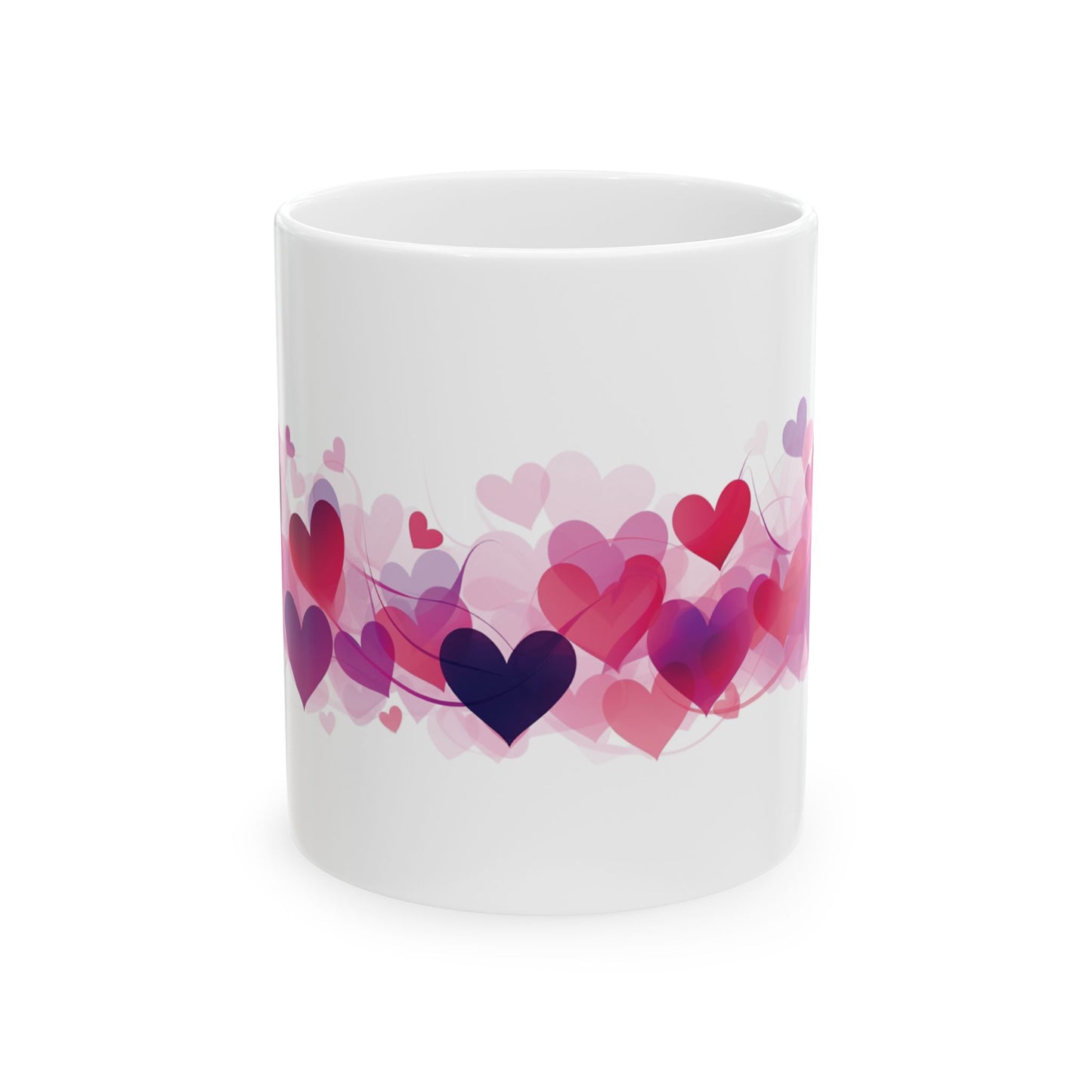 Valentine's Day Mug, Hearts Coffee Mug, Love Coffee Mug, Wave of Hearts Mug, Gift for Her, Gift for Teachers, Valentine Day Gift