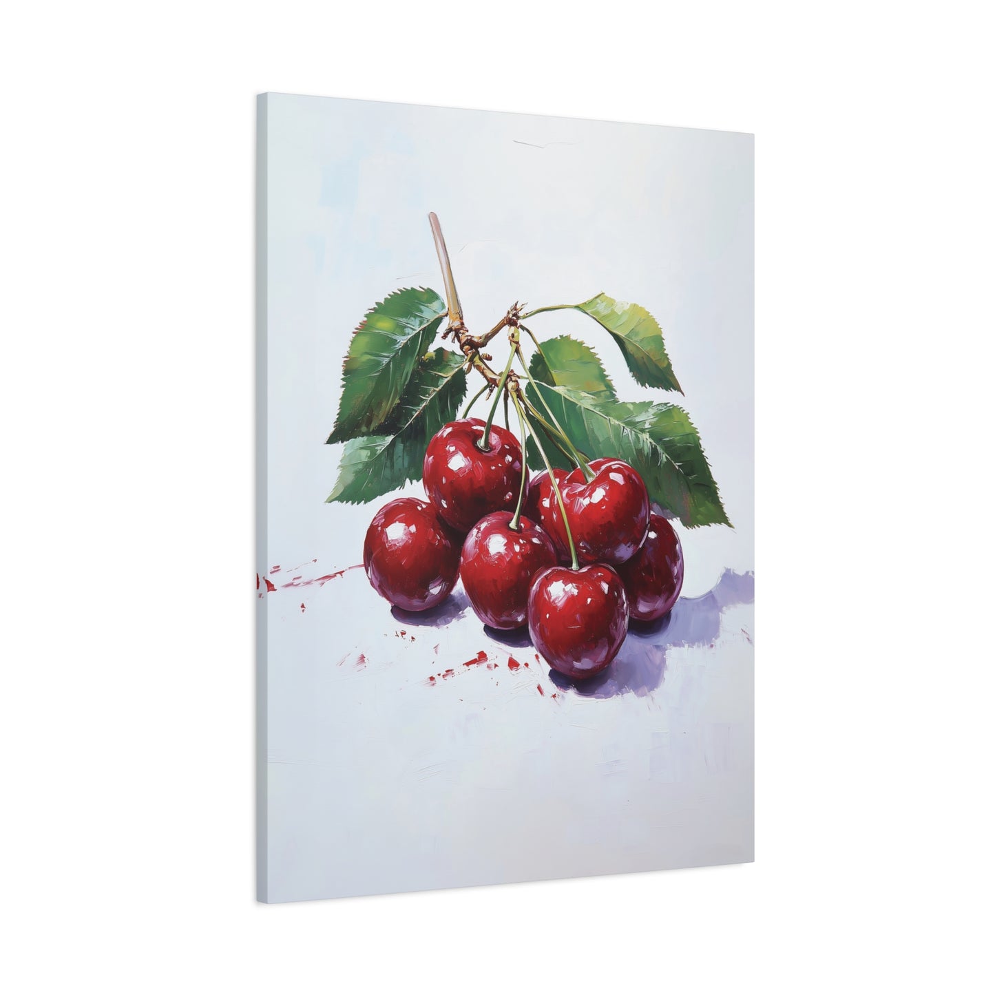 Cherry Canvas Wall Art, Modern Oil Painting Style, Vibrant Cherries Wall Decoration, Kitchen Decor, Dining Room Art, House Warming Gift