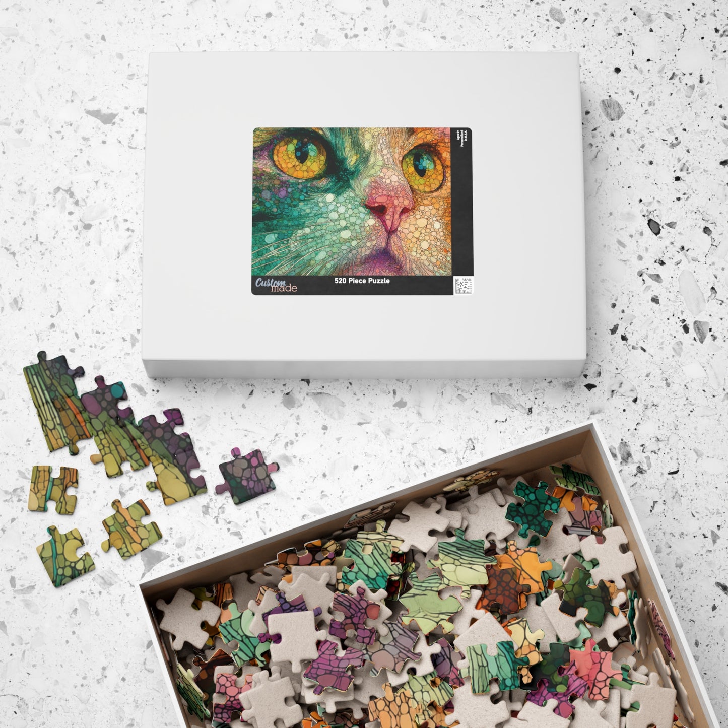 Colorful Cat Jigsaw Puzzle, Vibrant Feline Artwork for Cat Lovers and Puzzle Enthusiasts, Relaxing and Unique Gift Idea, Family Game Puzzle