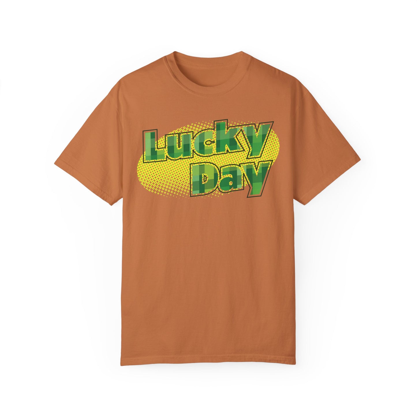 Comfort Colors Lucky Day St Patrick's Day T-shirt, Festive Green Tee for Parades, Parties, Irish Pride, Retro Halftone Design