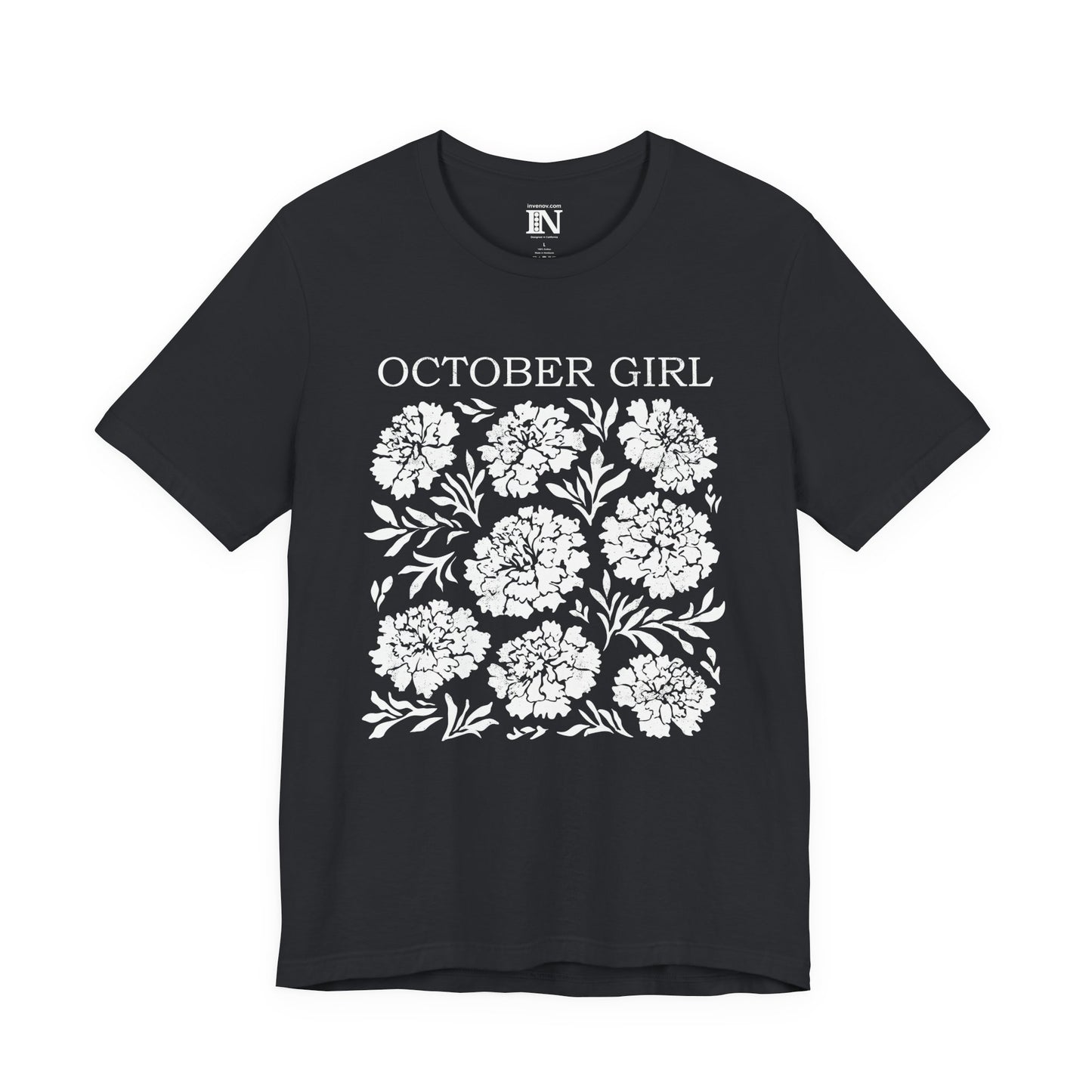 October Girl Shirt, October Birthday Gift, Marigold Flower Graphic Shirt, Born October Shirt, Fall Floral T-Shirt, Nature Lover Shirt