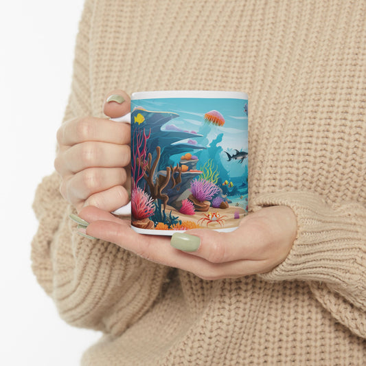 Marine Life Coffee Mug, Fish Cup, Aquatic Coffee Cup, Ocean Coffee Mug, Fish Lover Mug, Gift For Fish Lover, Coral Reef Mug