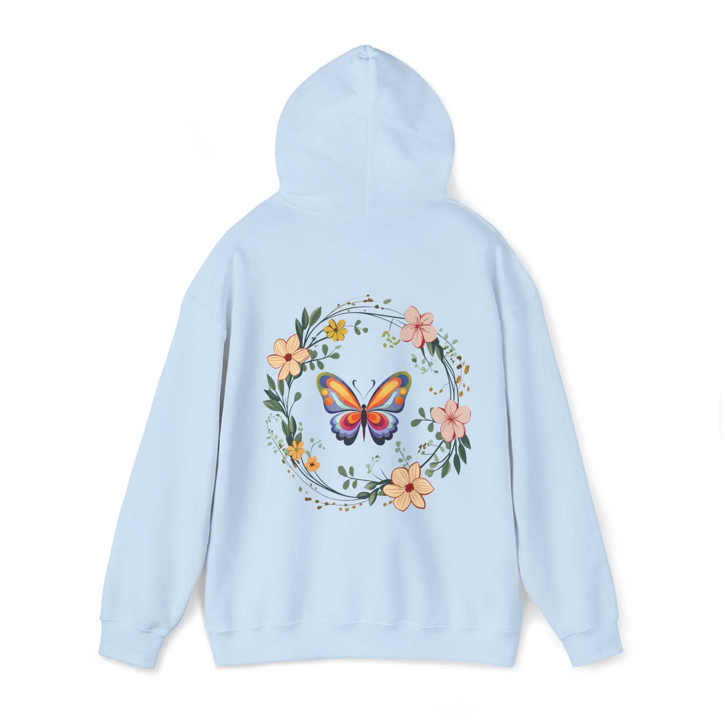 Flower Wreath Hoodie, Butterfly Hoodie, Winter Hoodie, Spring Hoodie, Spring Wreath Hoodie, Spring Leaf Hoodie, Butterfly Wreath Hoodie