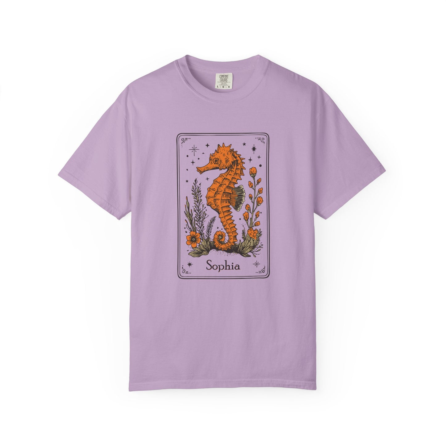 Comfort Color Custom Seahorse T-shirt, Personalized Ocean Lover Tee, Sea Animal Shirt, Beachgoer Gift Shirt, Summer Everyday Shirt