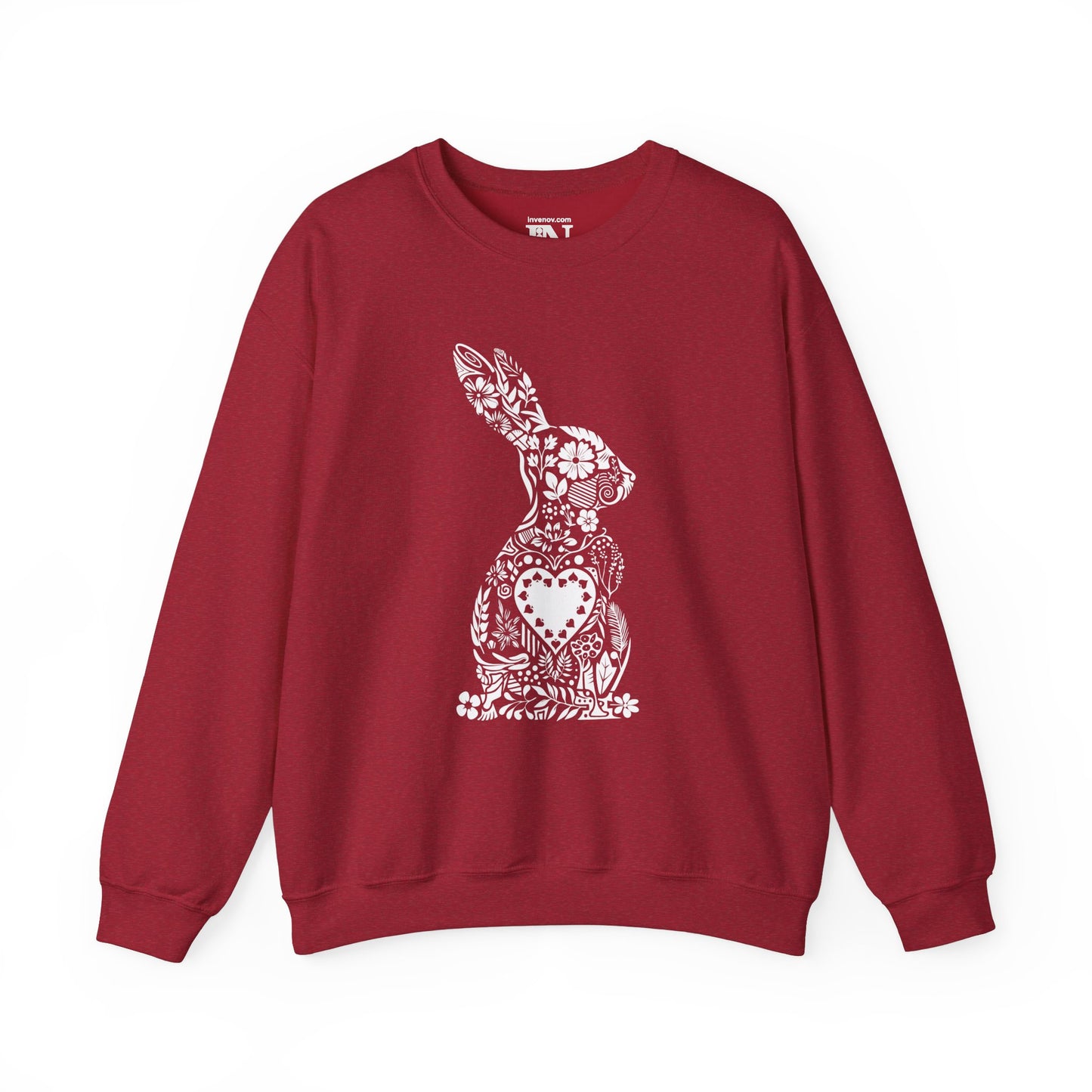 Bunny Silhouette Sweatshirt, Floral Nature Print Jumper, Easter Bunny Egg Hunt Sweater, Whimsical Botanical Pullover, Spring Fashion Sweater