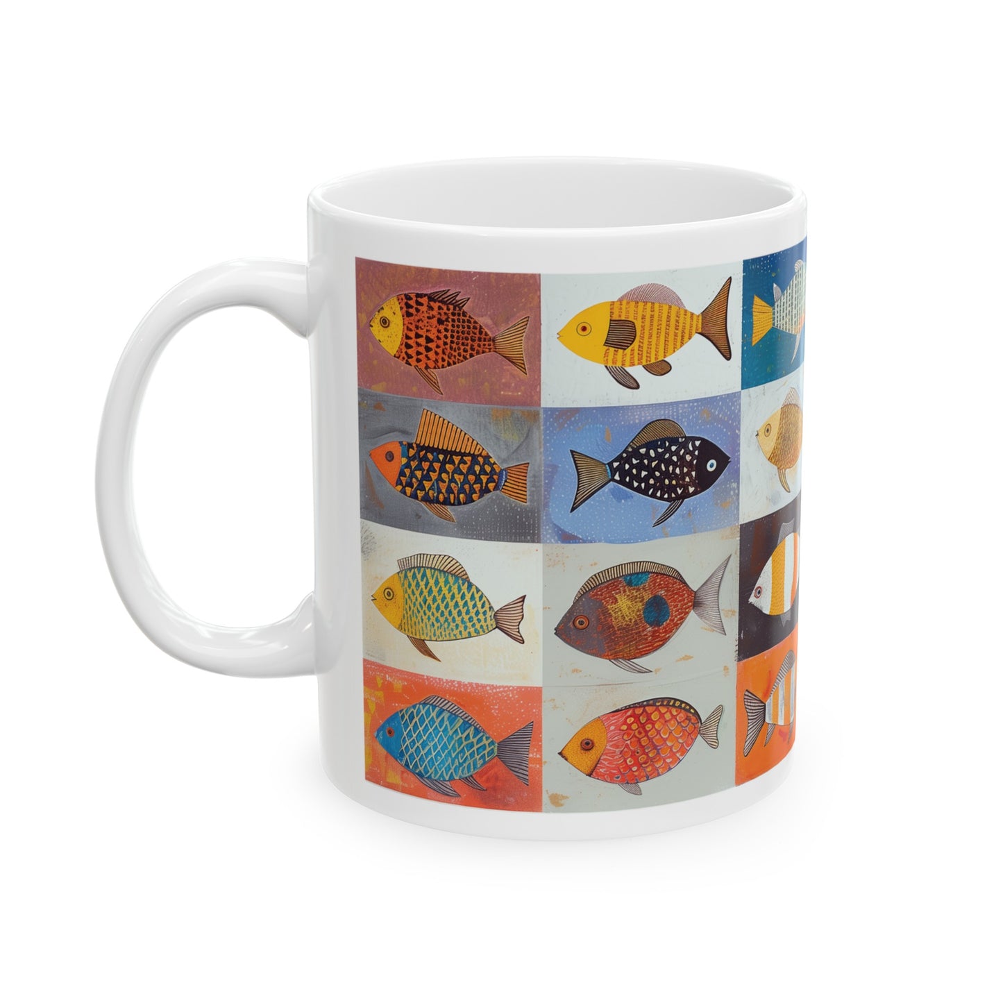 Cute Fish Mug, Aquarium Mug, Home Decor Mug, Tea Cup, Fish Drawing Mug, Coffee Mug, Colorful Fish Mug, House Warming Gift, Fish Tank Mug