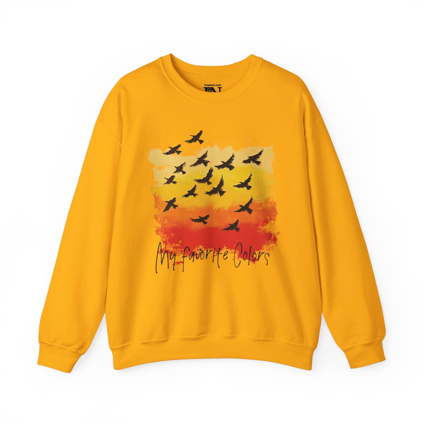 Sunset Bird Sweatshirt, Fall Colors Sweater, Abstract Style Red Orange Yellow Painting Sweatshirt, Autumn Sweatshirt, Fall Crewneck