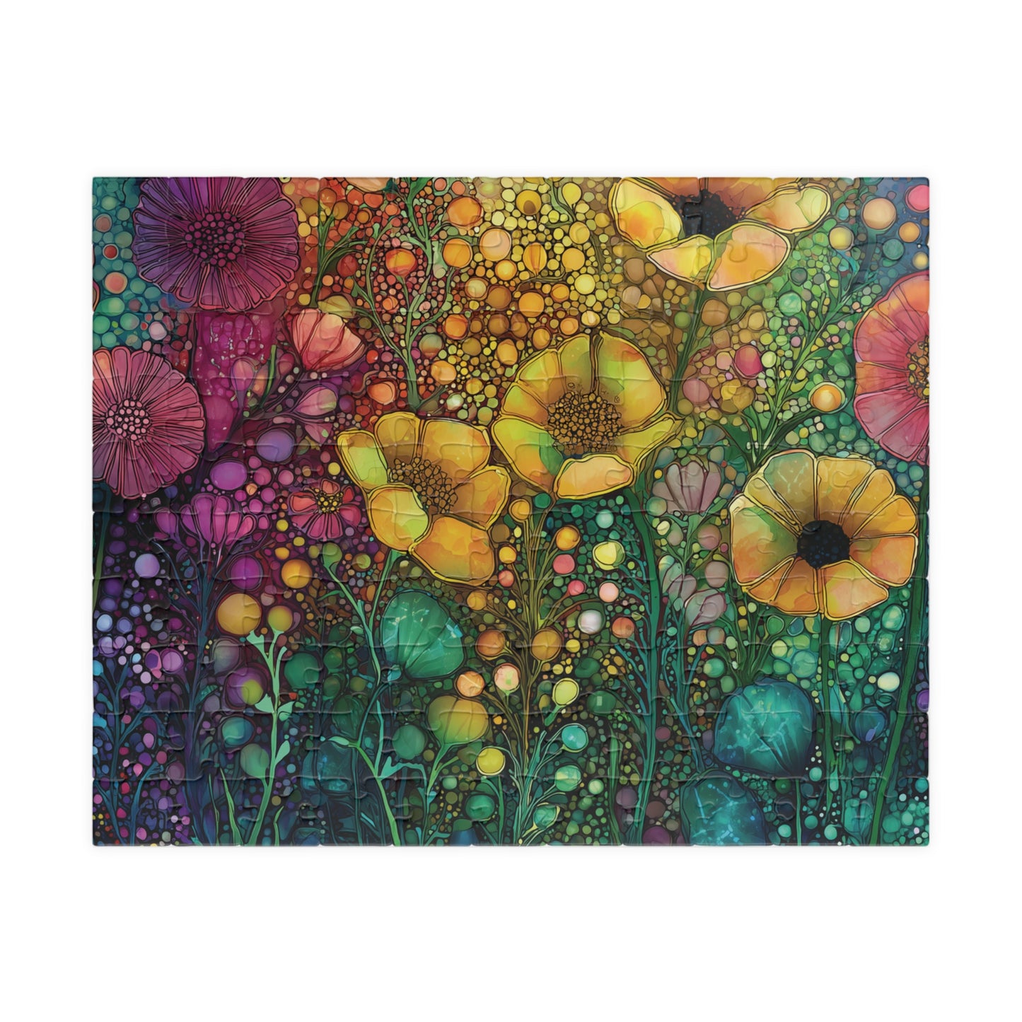 Vibrant Abstract Floral Garden Jigsaw Puzzle, 110 252 520 1014-Piece, Colorful Bubble Texture Flower Artwork, Challenging Family Night Game