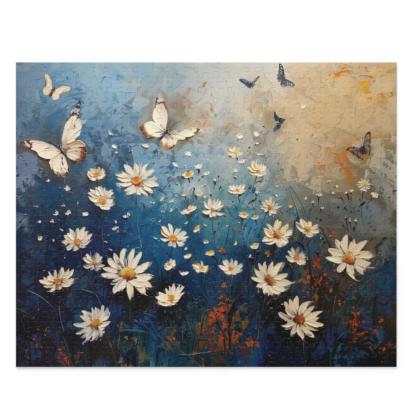 puzzle with flower and butterfly design