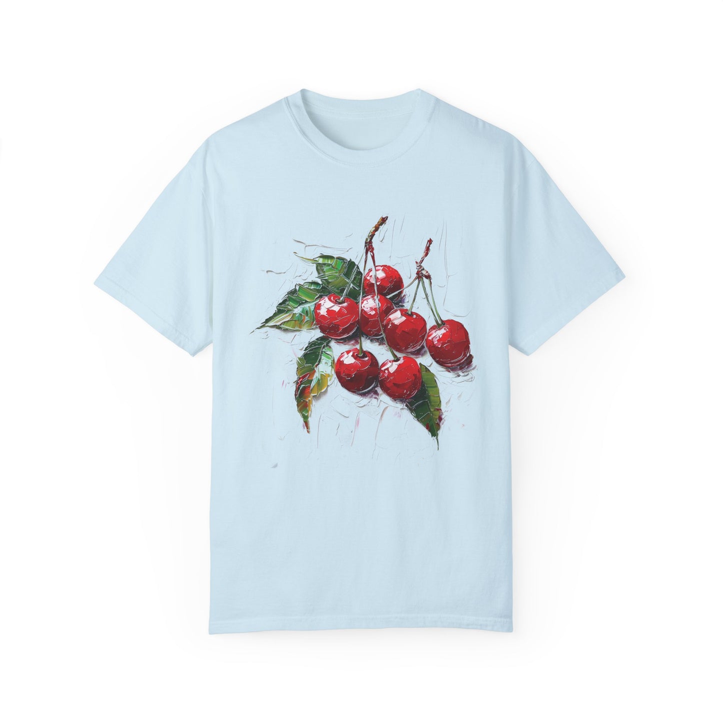 Comfort Colors Cherry Cluster T-shirt, Red Fruit Tee, Valentine's Day Shirt, Oil Painting Canvas Style, Nature Lovers Gift, Cherry Picking