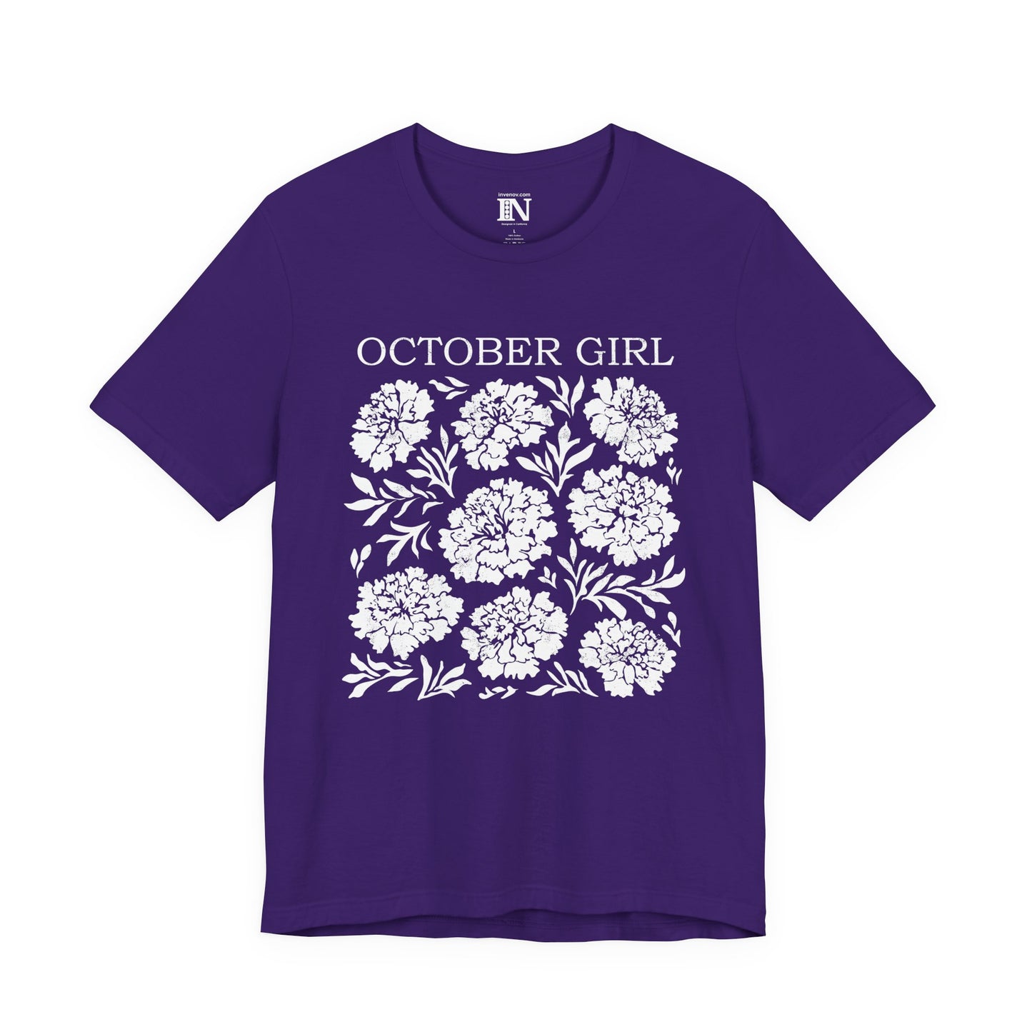 October Girl Shirt, October Birthday Gift, Marigold Flower Graphic Shirt, Born October Shirt, Fall Floral T-Shirt, Nature Lover Shirt