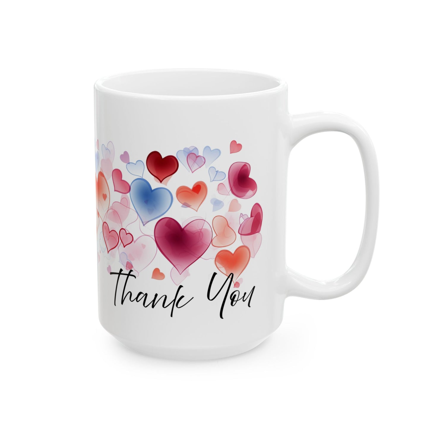 Thank You Mug, Valentine's Day Mug, Hearts Graphic Tea Cup, Teacher Thank You Mug, Valentines Day Gift, Thank You Hearts Mug