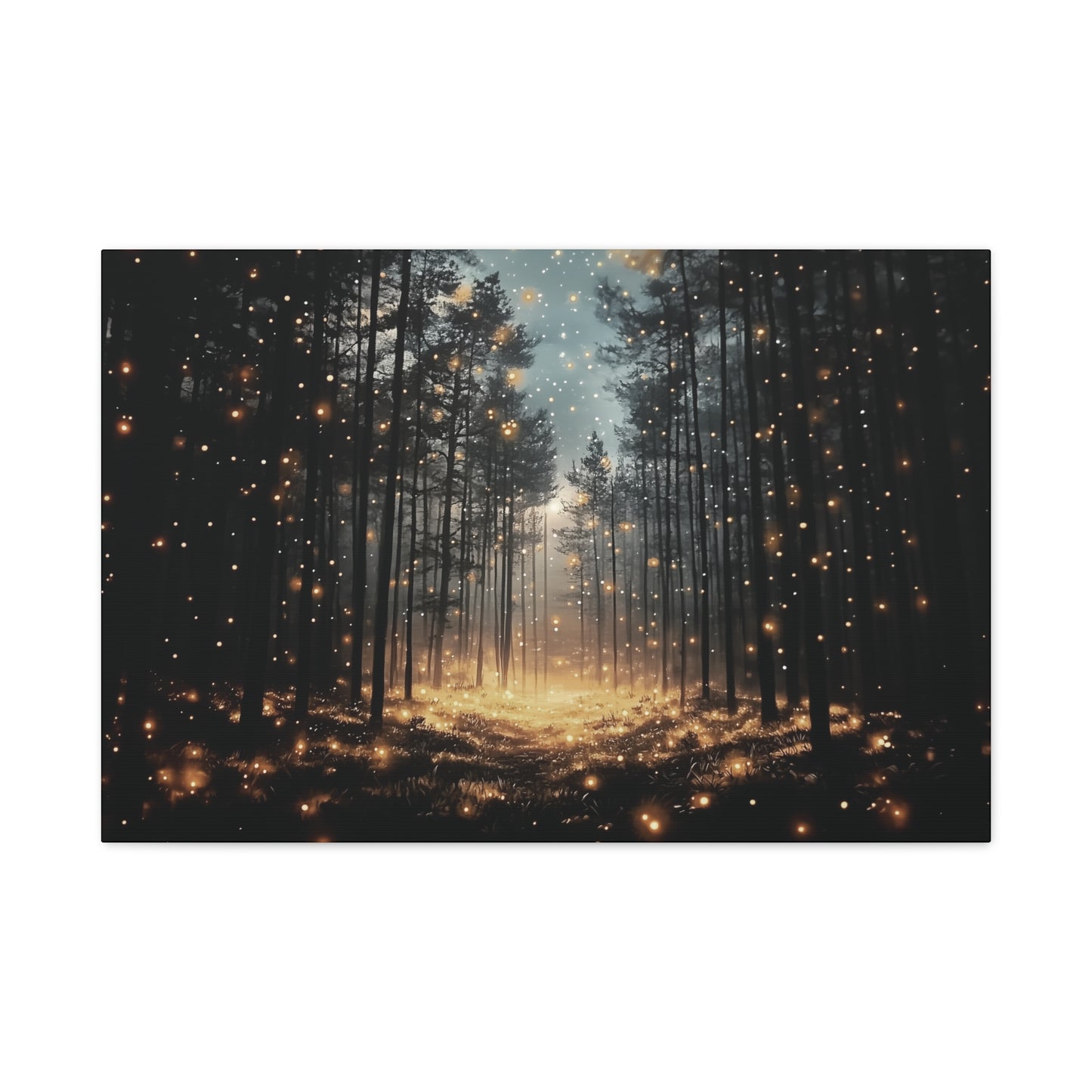 Forest Firefly Canvas Wall Art, Nature Scene, Ethereal Glow, Serene Atmosphere, Mystical Decor, Tranquil Landscape, Enchanting Lights