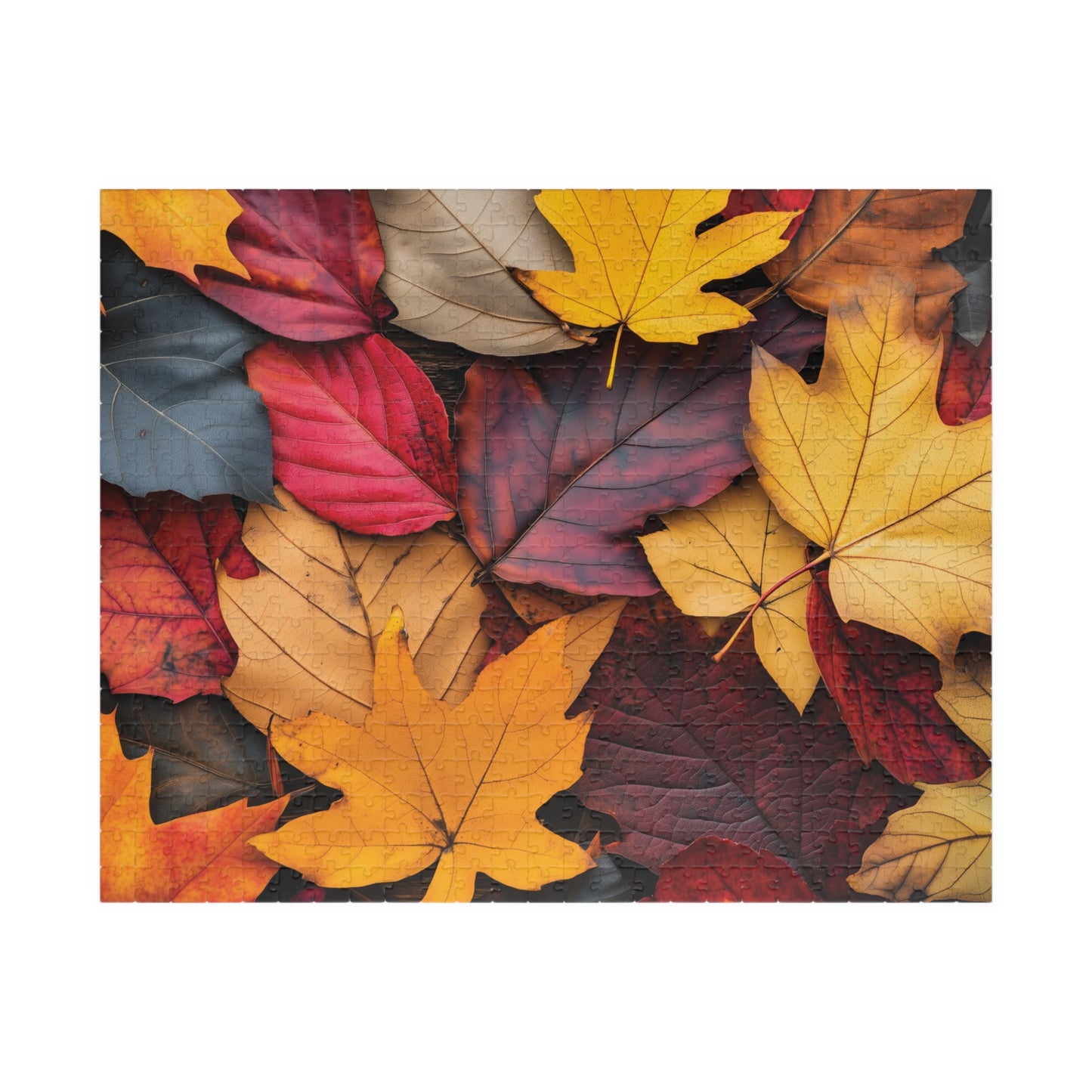 Autumn Leaves Jigsaw Puzzle for Fall Lovers, Colorful 110, 252, 520, 1014-piece Activity, Plum Maple Leaf Design, Fun Challenge Family Game