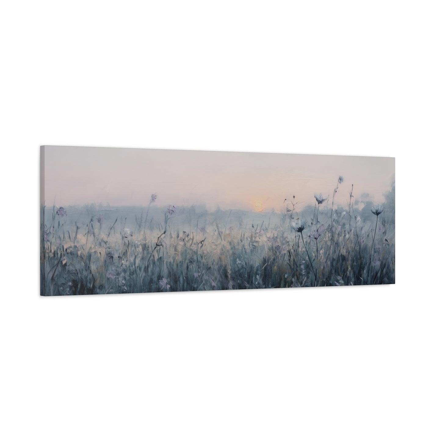 Botanical Sunset Canvas Wall Art, Wildflower Oil Painting Style Print, Serene Nature Decor, Minimalist Home Design, Office and Home Decor