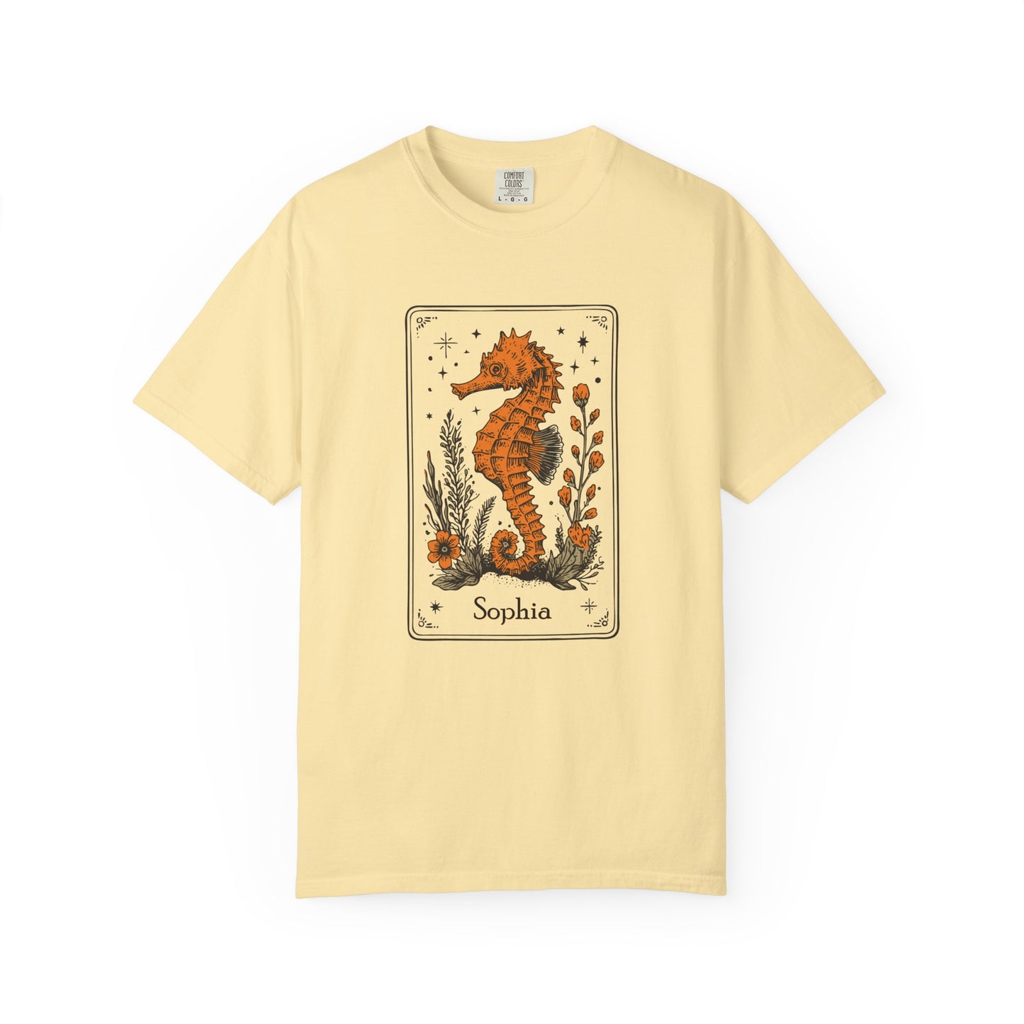 Comfort Color Custom Seahorse T-shirt, Personalized Ocean Lover Tee, Sea Animal Shirt, Beachgoer Gift Shirt, Summer Everyday Shirt