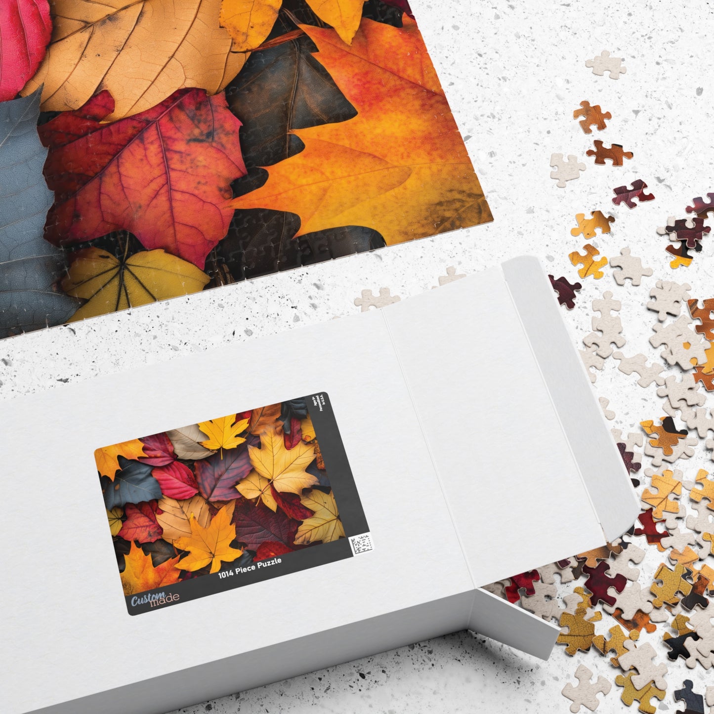 Autumn Leaves Jigsaw Puzzle for Fall Lovers, Colorful 110, 252, 520, 1014-piece Activity, Plum Maple Leaf Design, Fun Challenge Family Game