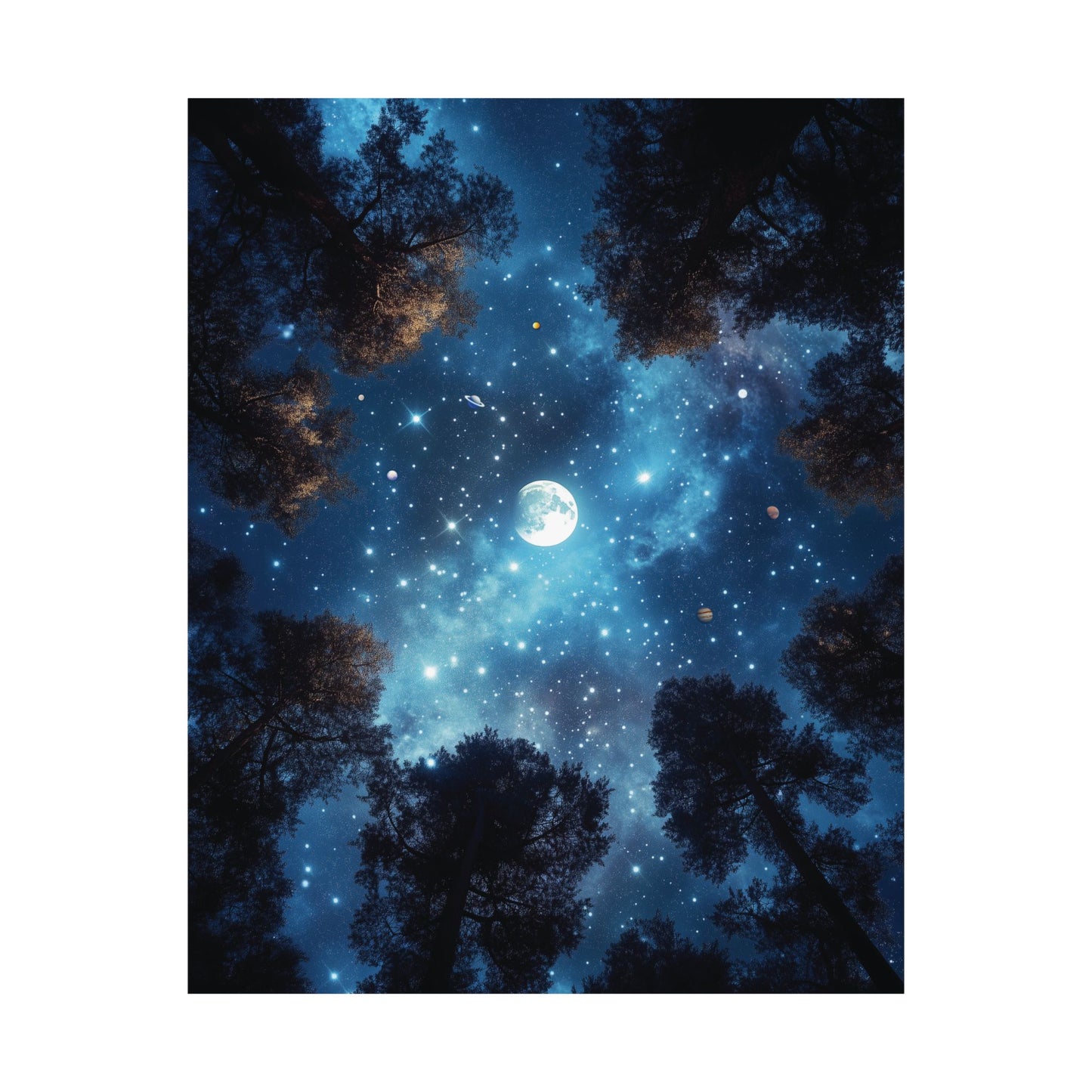 Starry Night Sky Poster, Astronomy Solar System Planet Wall Art, Celestial Home Office Decor, Galaxy Space Print, Nature Inspired Artwork