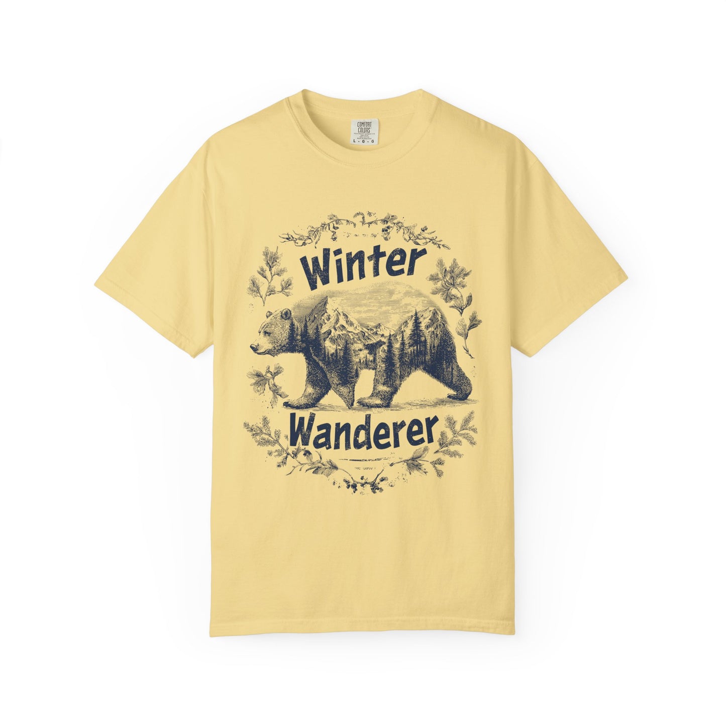 Comfort Colors Winter Wanderer Bear Shirt, Mountain Landscape Graphic Tee, Outdoor Adventurer Shirt, Cozy Winter Vibes Cute Bear Top