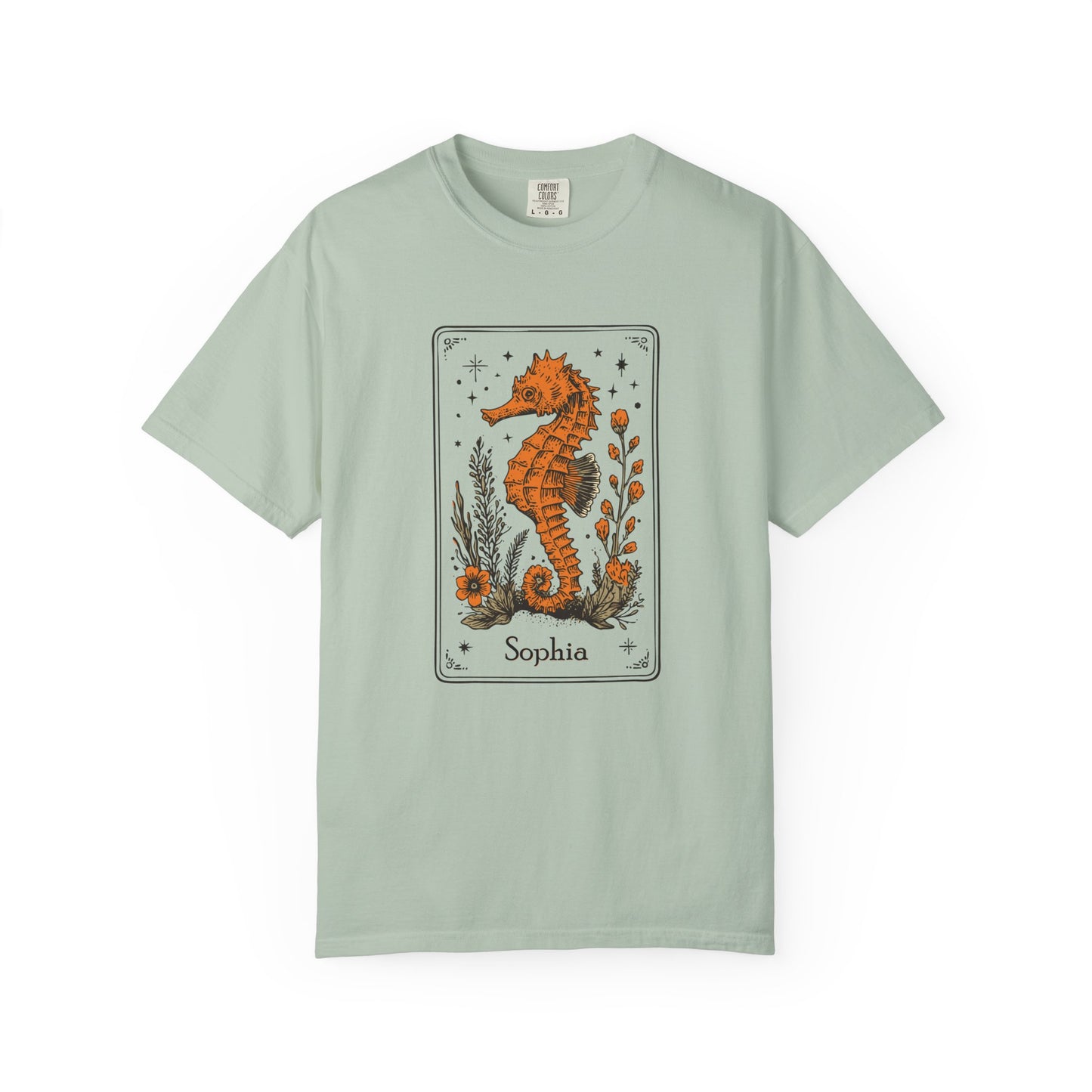 Comfort Color Custom Seahorse T-shirt, Personalized Ocean Lover Tee, Sea Animal Shirt, Beachgoer Gift Shirt, Summer Everyday Shirt
