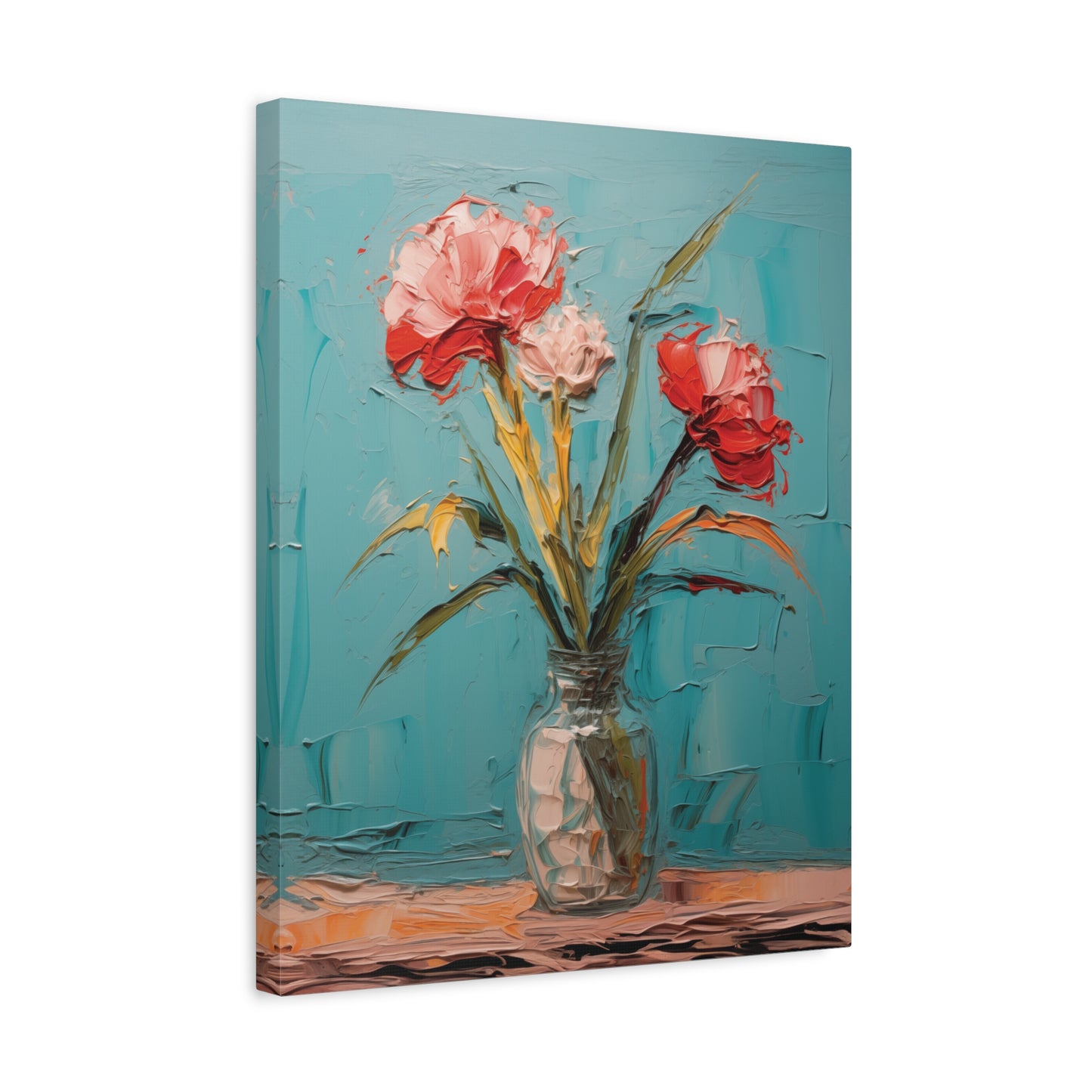 Canvas Wall Art, Oil Painting-Style Flower Vase Design, Mother's Day Gift, Home Decor, Floral Wall Art, House Warming Living Room Decoration