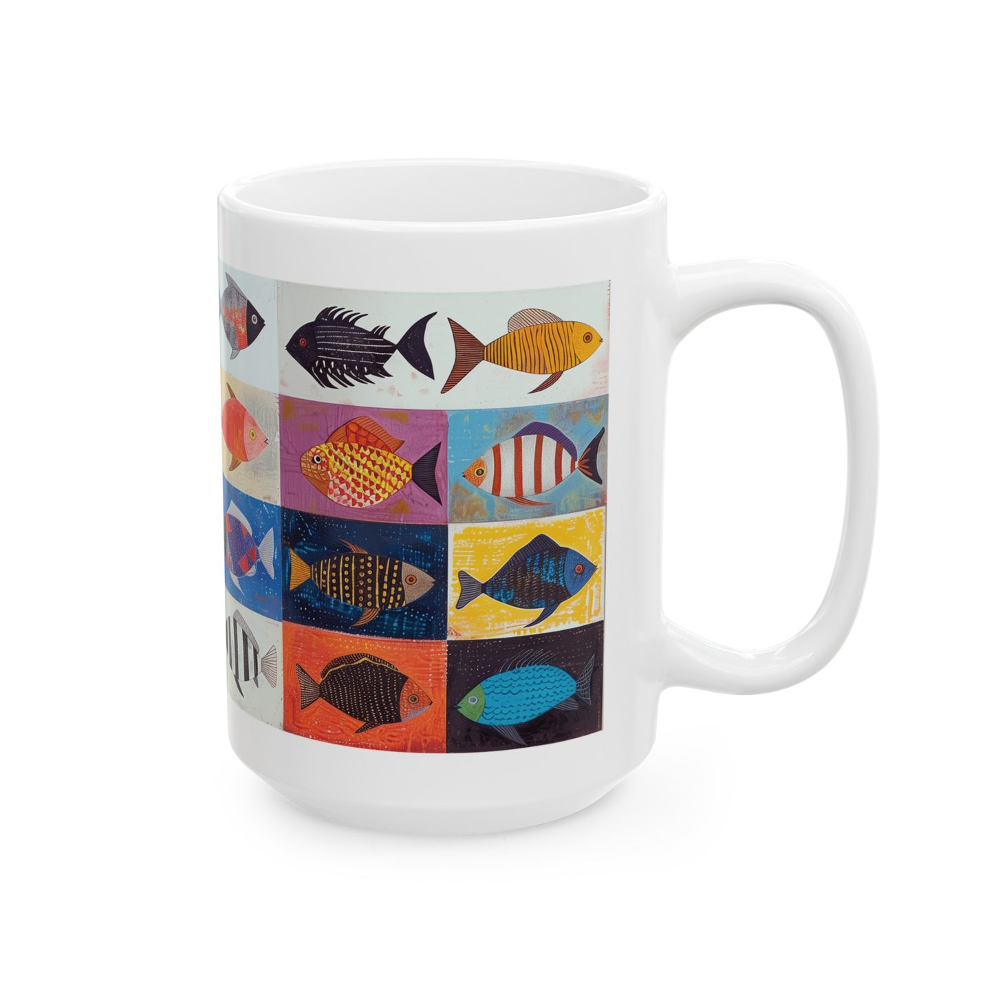 Cute Fish Mug, Aquarium Mug, Home Decor Mug, Tea Cup, Fish Drawing Mug, Coffee Mug, Colorful Fish Mug, House Warming Gift, Fish Tank Mug