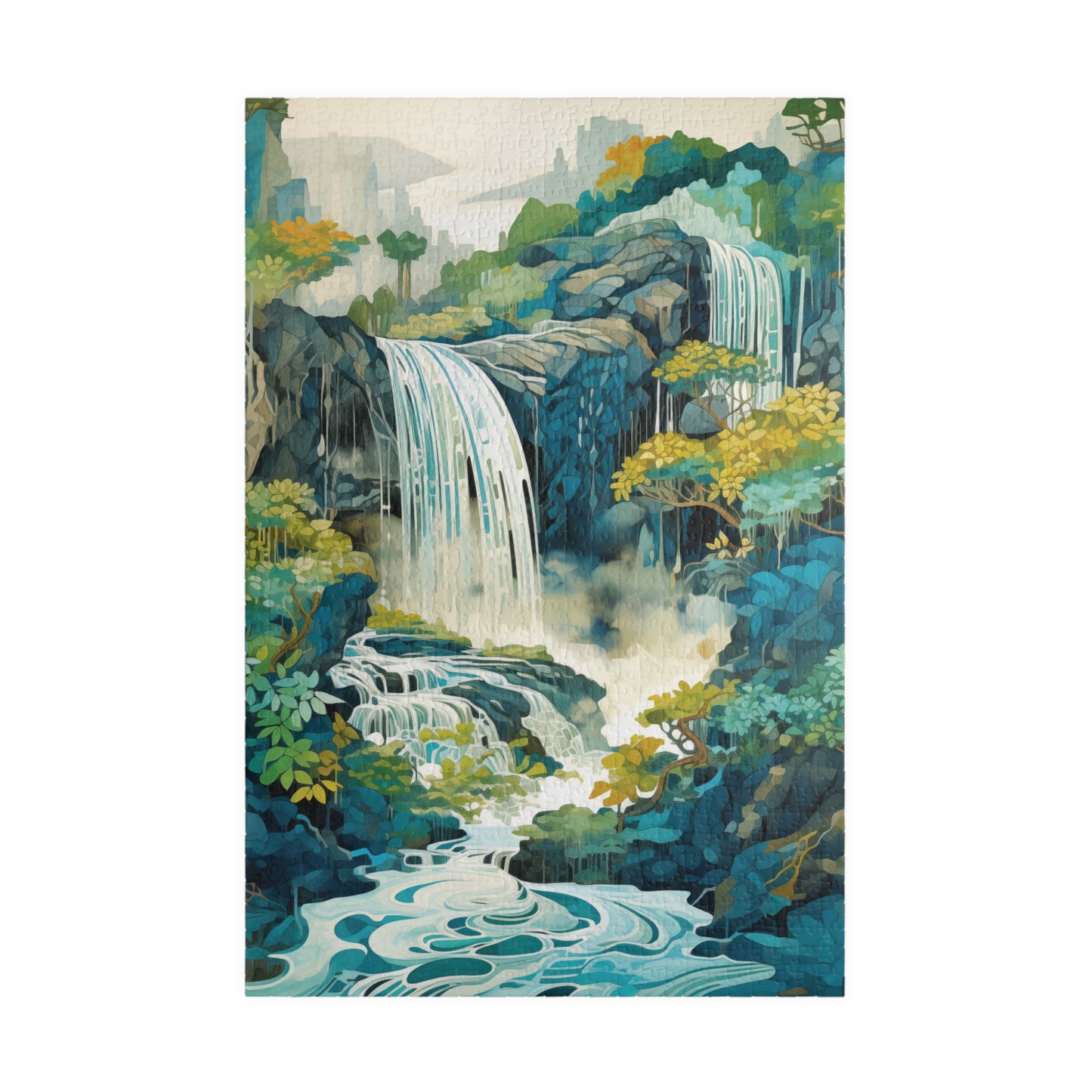 Waterfall Puzzle, Serene Mountain Landscape Jigsaw Puzzle, Challenging Game for family, Piece Puzzle for Nature Lovers, Mindfulness Activity