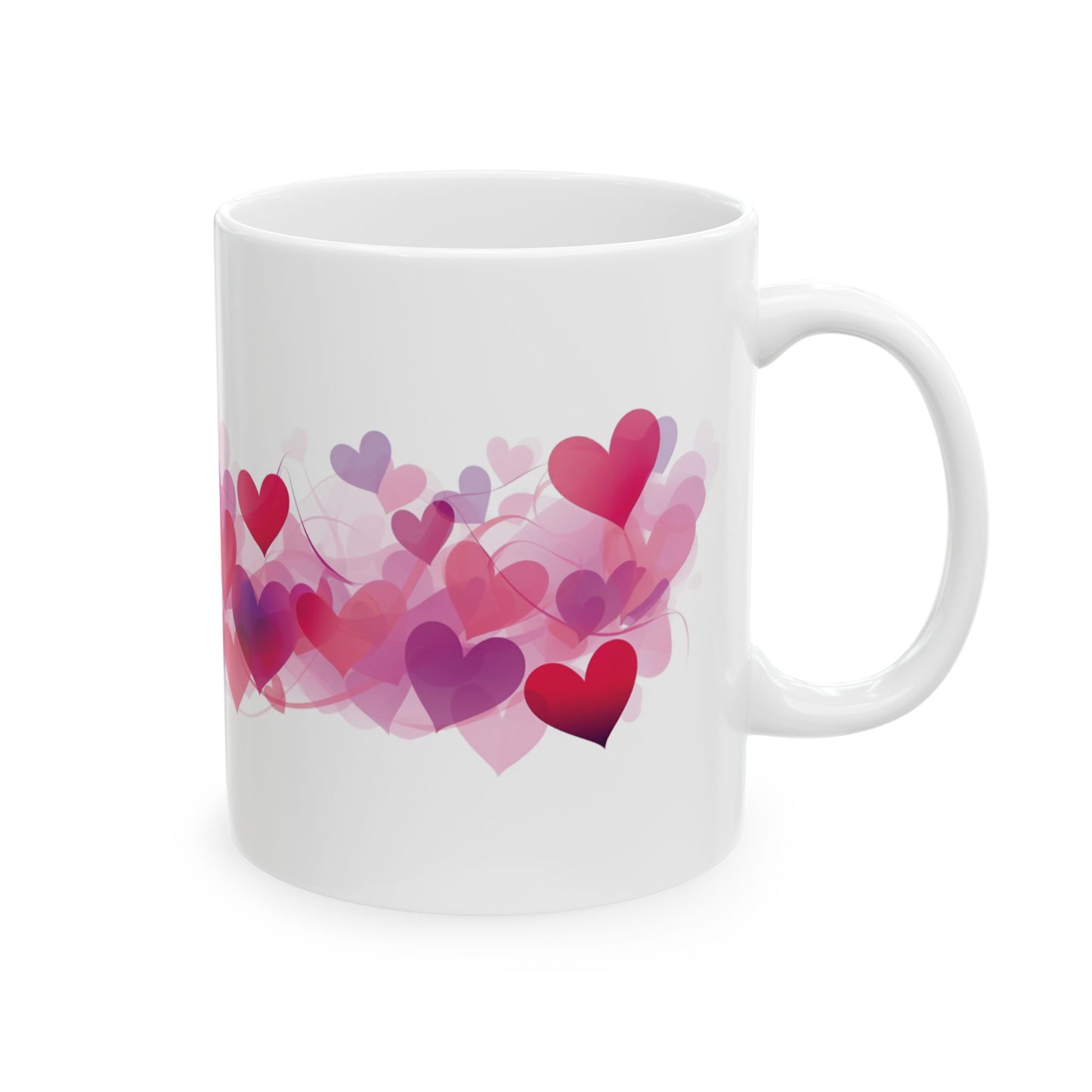 Valentine's Day Mug, Hearts Coffee Mug, Love Coffee Mug, Wave of Hearts Mug, Gift for Her, Gift for Teachers, Valentine Day Gift