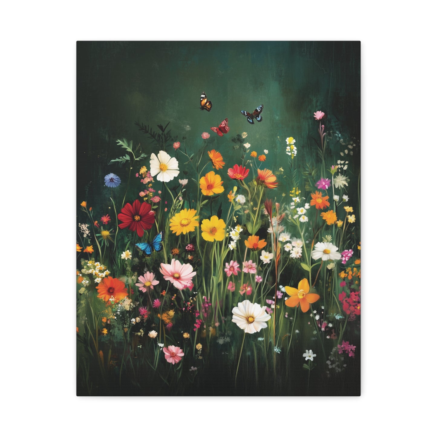 Floral Butterfly Meadow Canvas Wall Art, Nature-Inspired Home Decor, Gift for Nature Lovers, Botanical Wall Art, Office Wall Decor