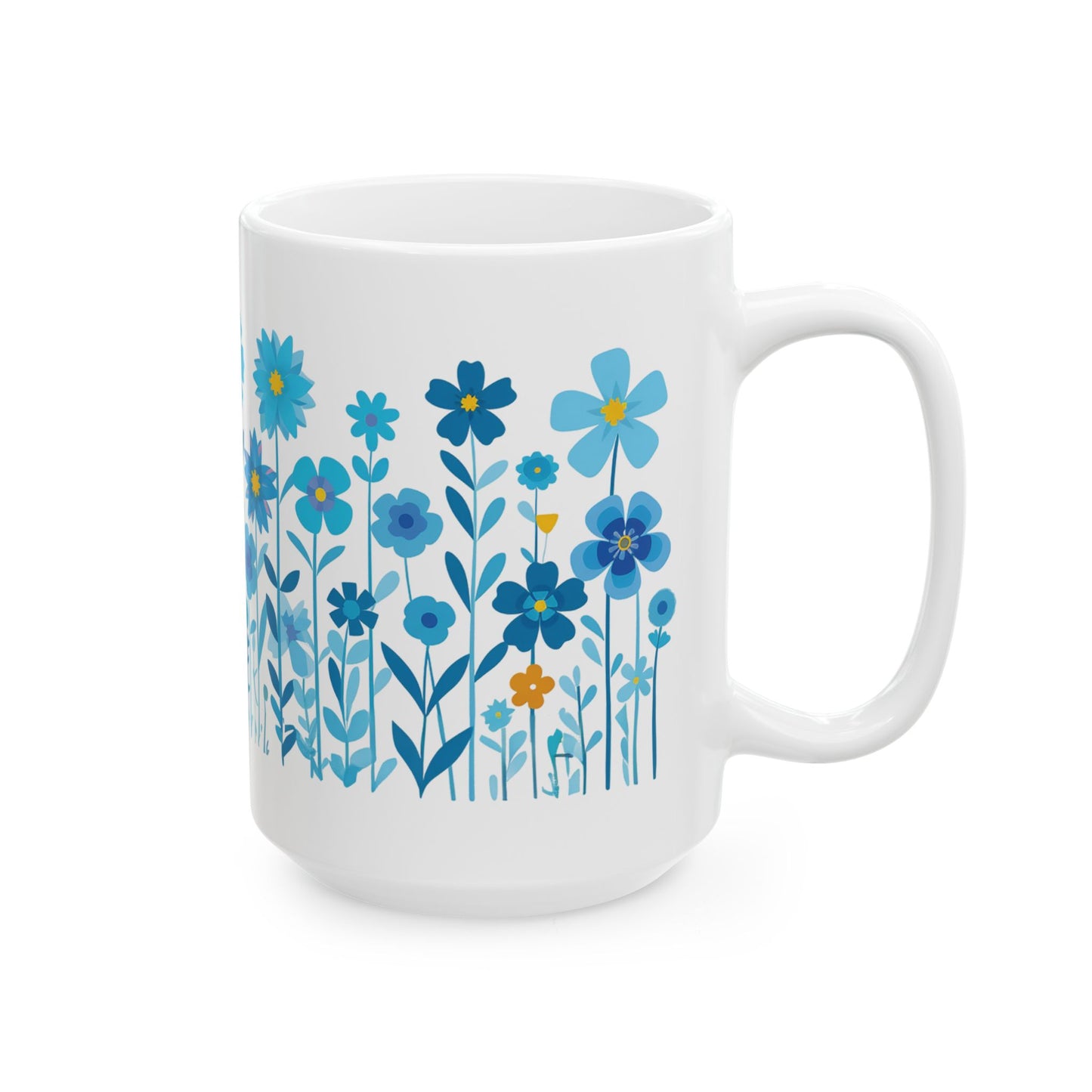 Blue Daisy Flower Coffee Mug, Wild Flower Tea Cup, Botanical Mug, Garden Mug, Flower Lover Mug, Boho Daisy Mug, Daisy Flower Gift