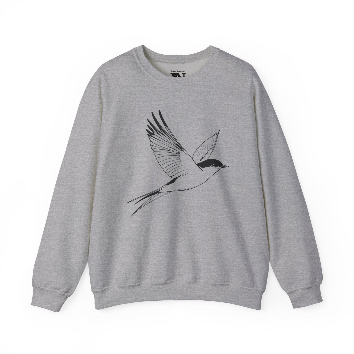 Swallow Bird Crewneck Sweatshirt, Minimalist Nature-Inspired Lightweight Jumper, Bird Lover Sweater, Bird Drawing Sweatshirt