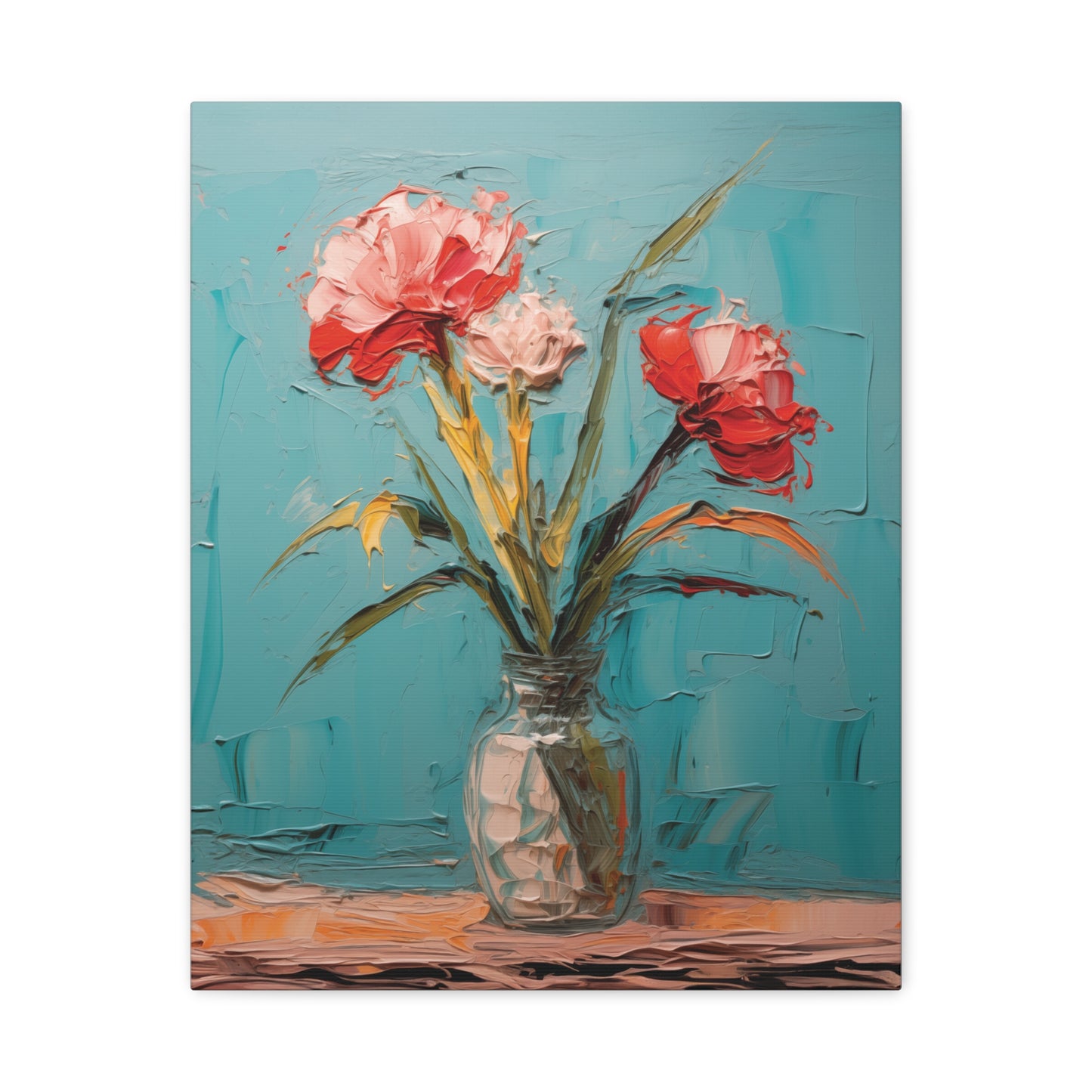 Canvas Wall Art, Oil Painting-Style Flower Vase Design, Mother's Day Gift, Home Decor, Floral Wall Art, House Warming Living Room Decoration