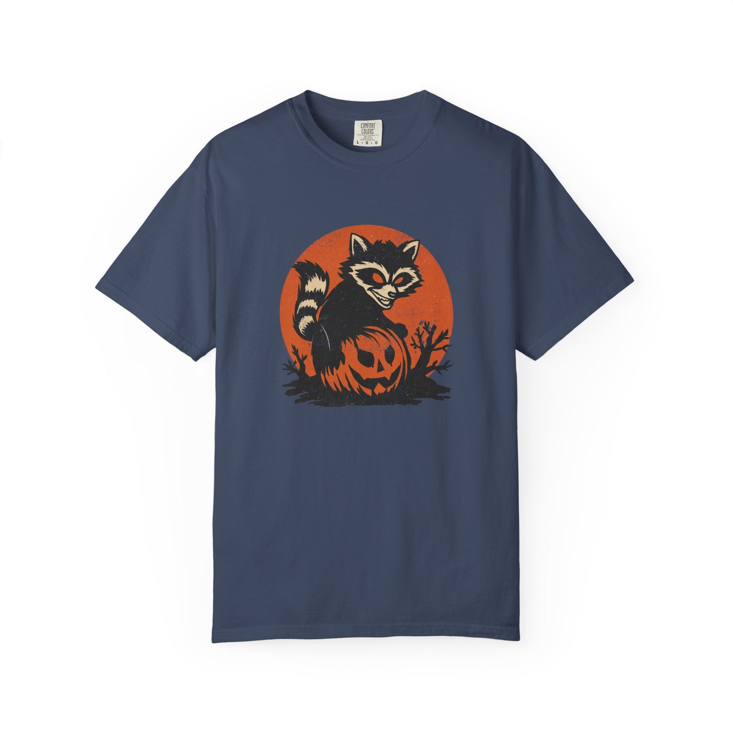 Comfort Colors Spooky Raccoon Halloween T-Shirt, Halloween Raccoon T-shirt, Spooky Trick-Or-Treat Tee, Halloween Shirt, Fall Pumpkin Design