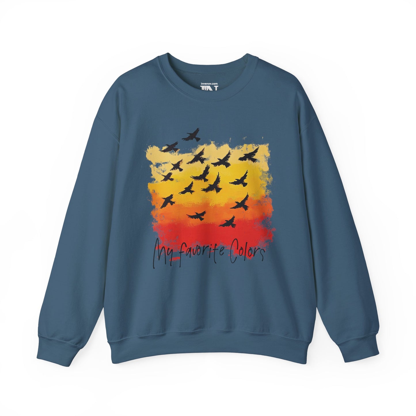 Sunset Bird Sweatshirt, Fall Colors Sweater, Abstract Style Red Orange Yellow Painting Sweatshirt, Autumn Sweatshirt, Fall Crewneck