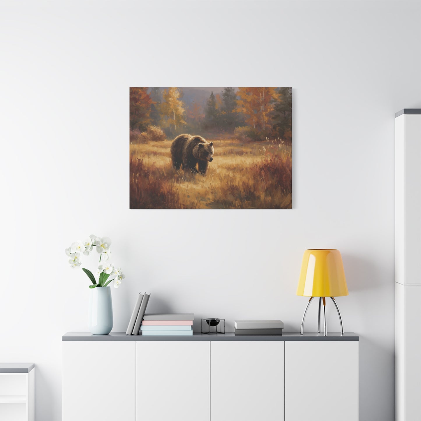 Brown Bear Wildlife Painting Canvas Print Wall Art, Rustic Cabin Decor, Nature Lover Gift, Autumn Wall Art, Wilderness Home Decor