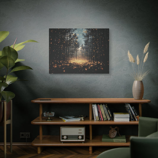 Forest Firefly Canvas Wall Art, Nature Scene, Ethereal Glow, Serene Atmosphere, Mystical Decor, Tranquil Landscape, Enchanting Lights