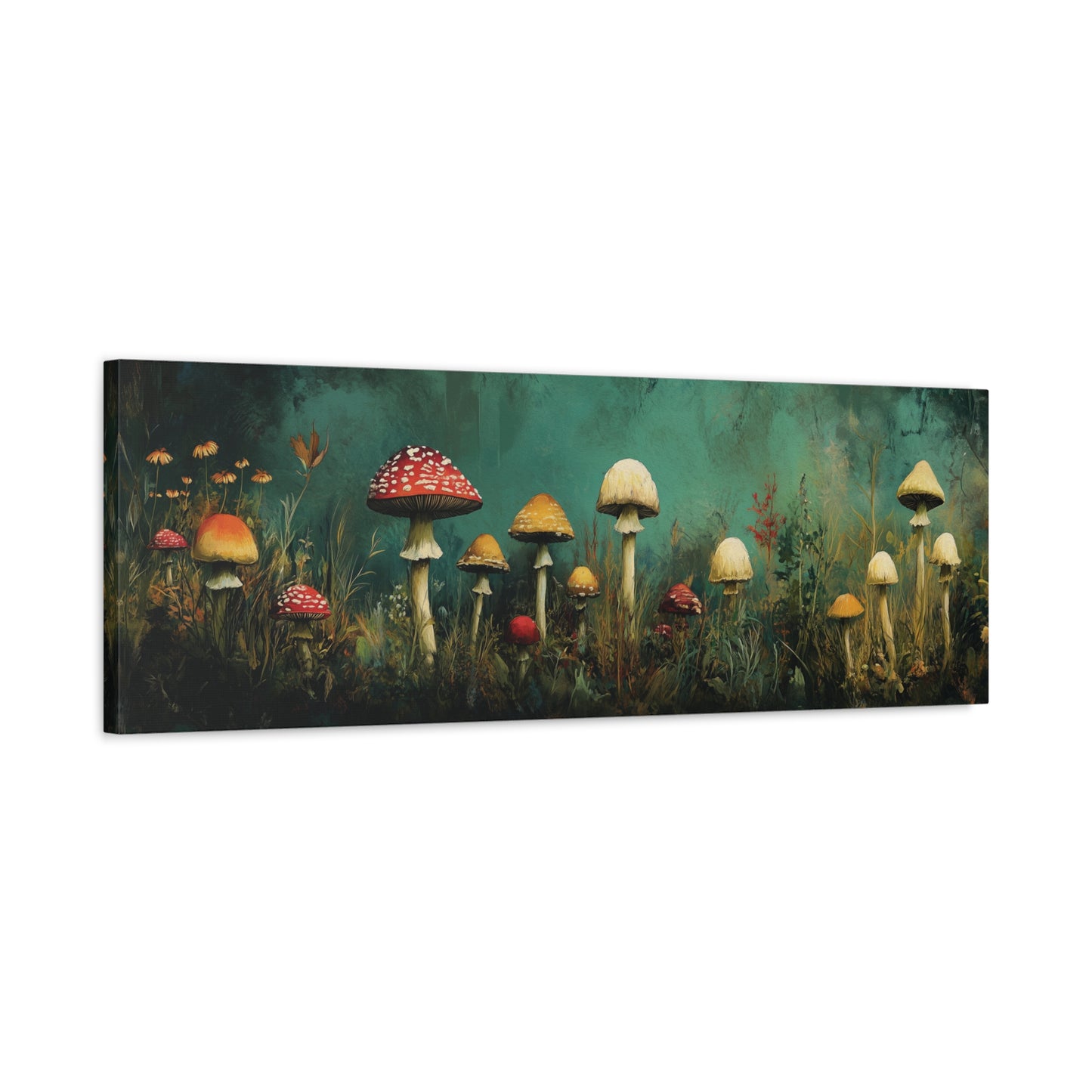 Whimsical Mushroom Canvas Art Print, Boho Mushroom Art, Enchanted Forest Decor, Nature Wall Art, Office Home Decor, Gift for Nature Lovers