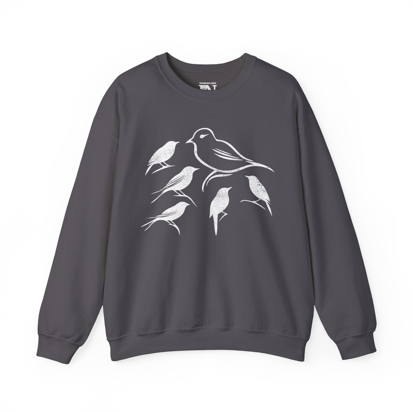 Bird Calligraphy Sweatshirt, Minimalist Nature Design, Vintage Style, Serene and Elegant, Casual Wear, Bird Lover Gift, Bird Drawing Sweater