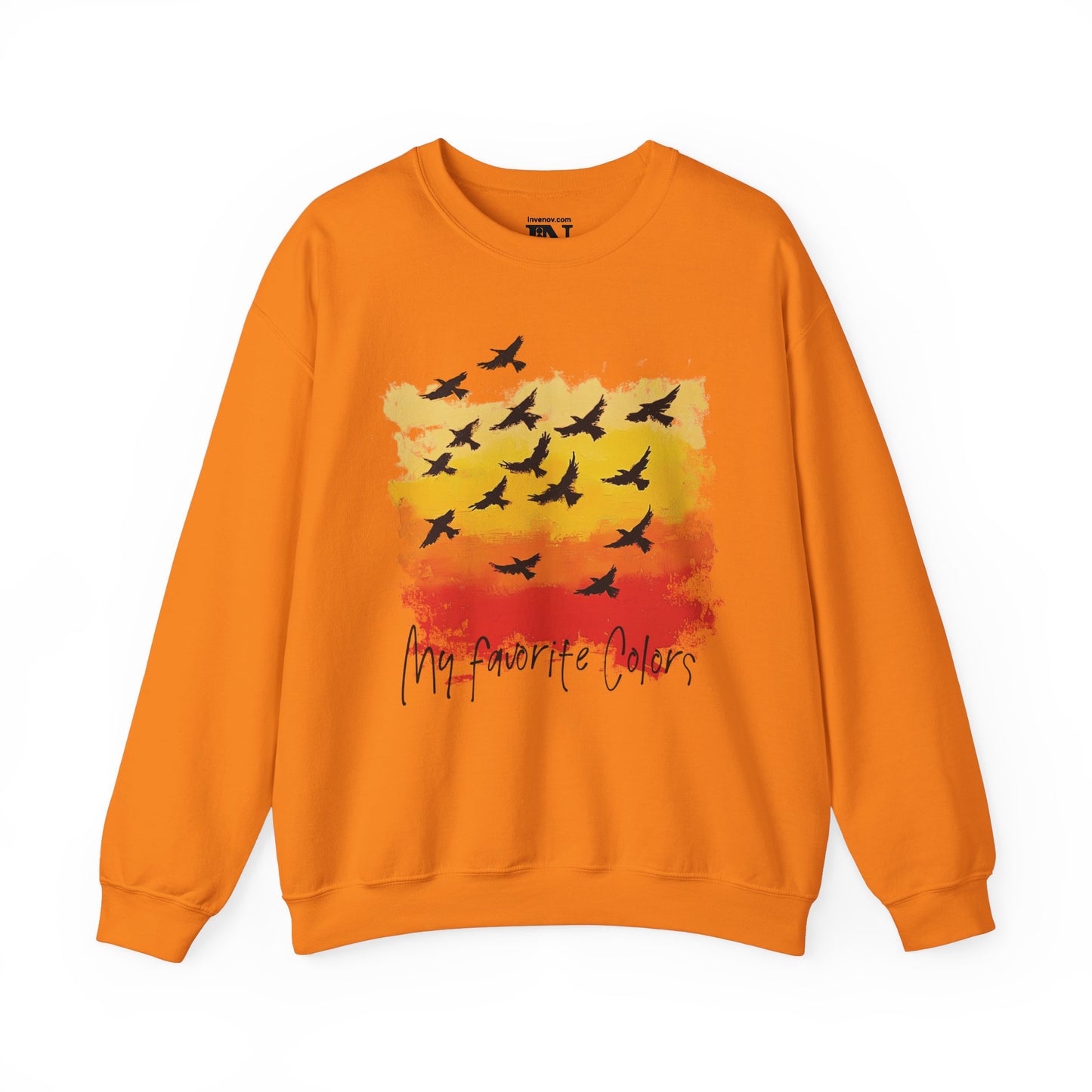 Sunset Bird Sweatshirt, Fall Colors Sweater, Abstract Style Red Orange Yellow Painting Sweatshirt, Autumn Sweatshirt, Fall Crewneck