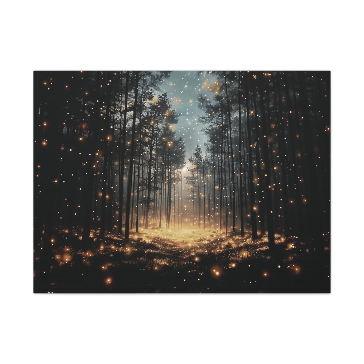 Forest Firefly Canvas Wall Art, Nature Scene, Ethereal Glow, Serene Atmosphere, Mystical Decor, Tranquil Landscape, Enchanting Lights