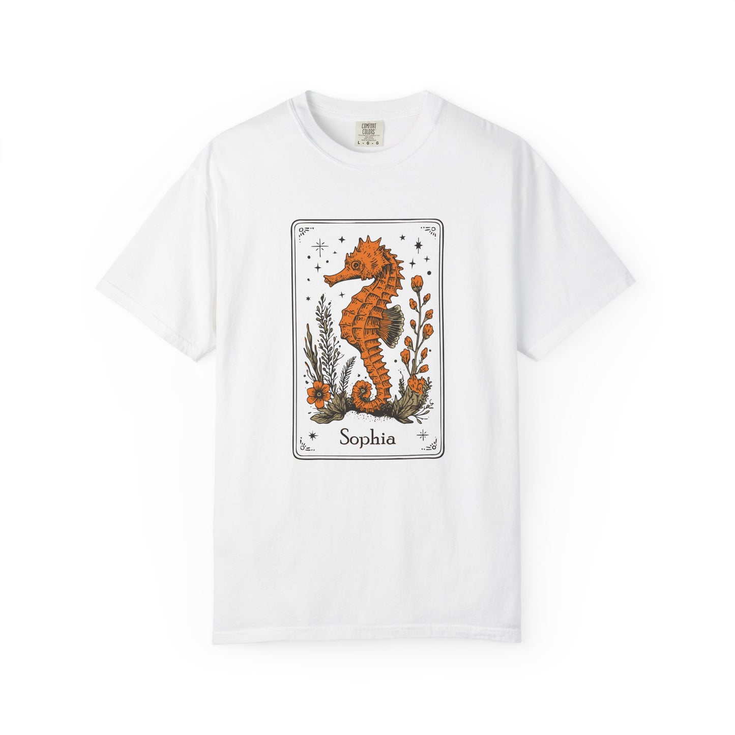 Comfort Color Custom Seahorse T-shirt, Personalized Ocean Lover Tee, Sea Animal Shirt, Beachgoer Gift Shirt, Summer Everyday Shirt