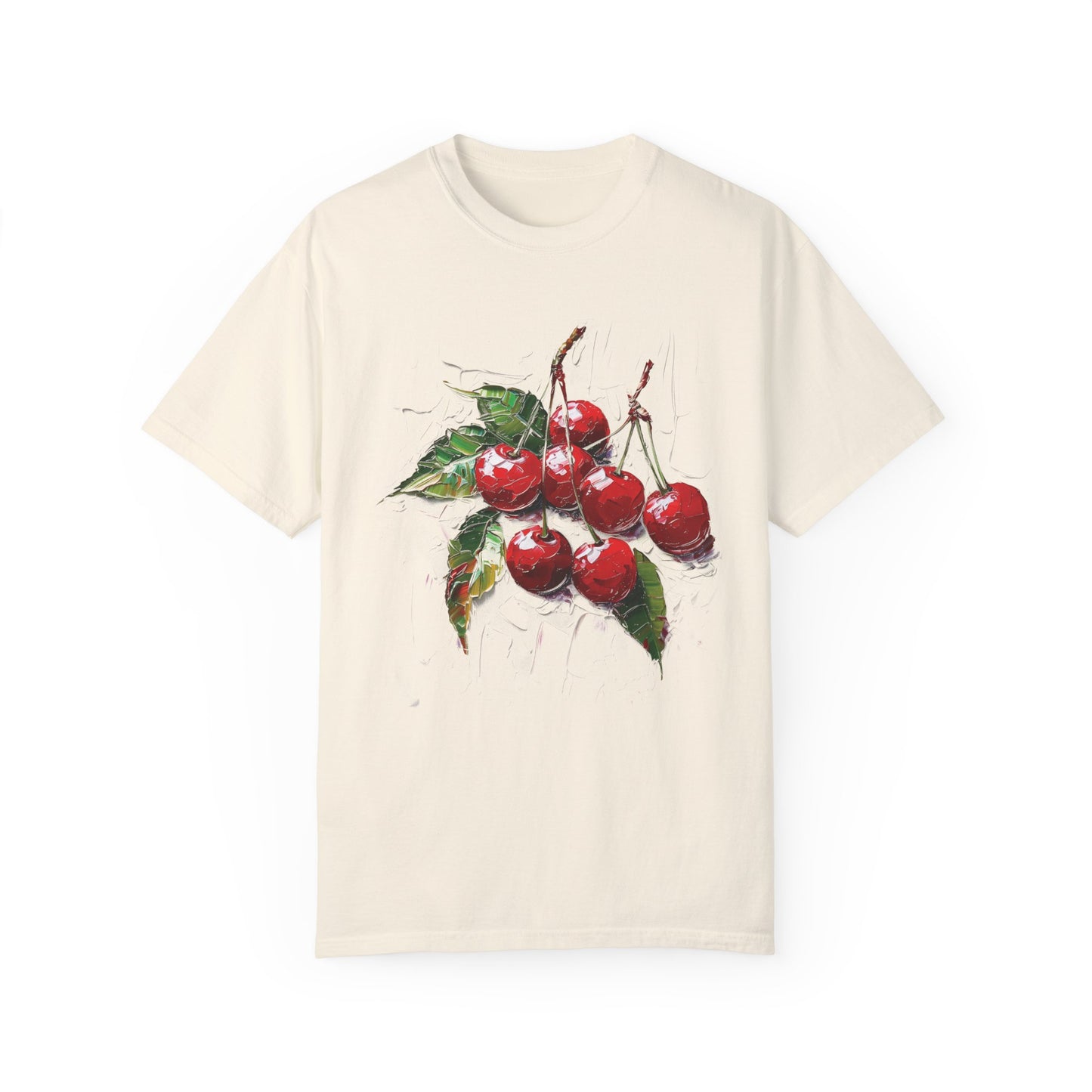 Comfort Colors Cherry Cluster T-shirt, Red Fruit Tee, Valentine's Day Shirt, Oil Painting Canvas Style, Nature Lovers Gift, Cherry Picking