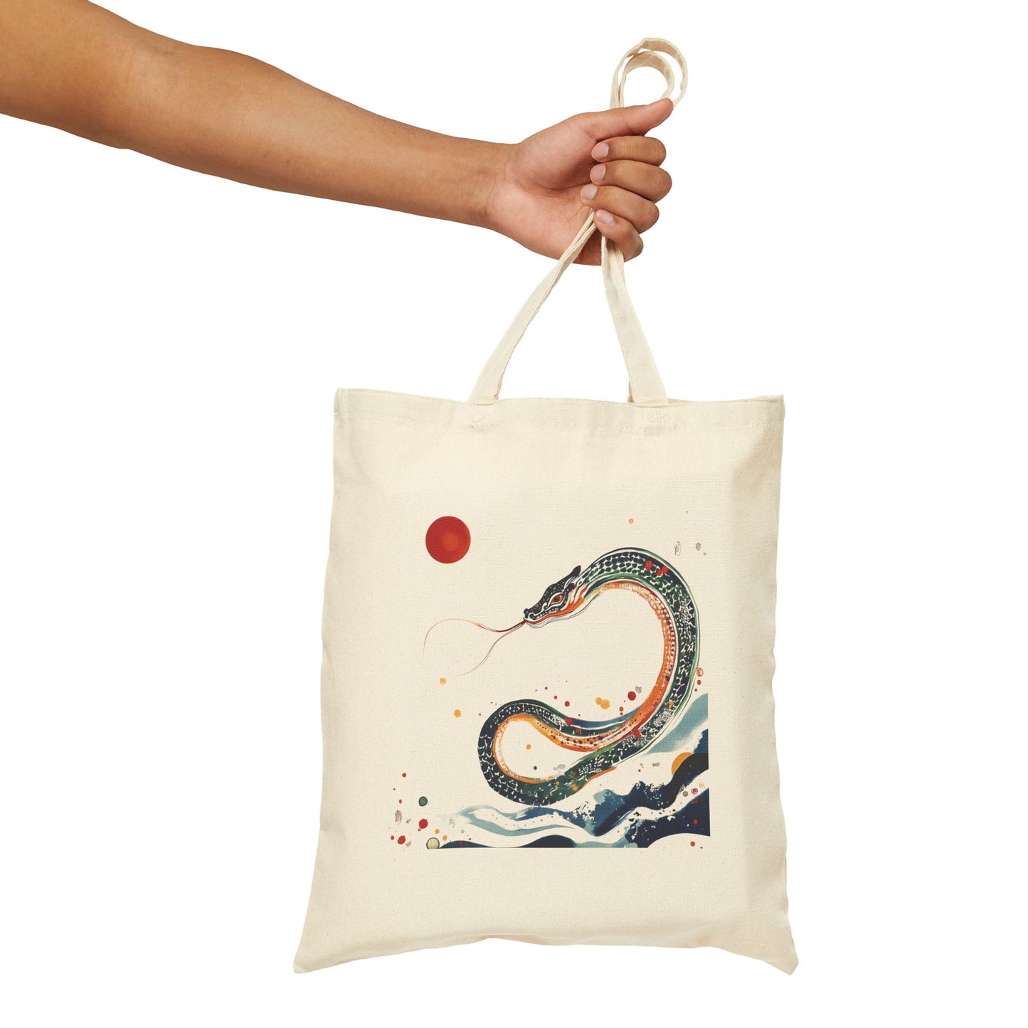 Chinese New Year Snake Tote Bag, Year of the Snake Symbolism, Lunar New Year Gift, Cotton Canvas Carryall, Good Fortune Handbag, Prosperity