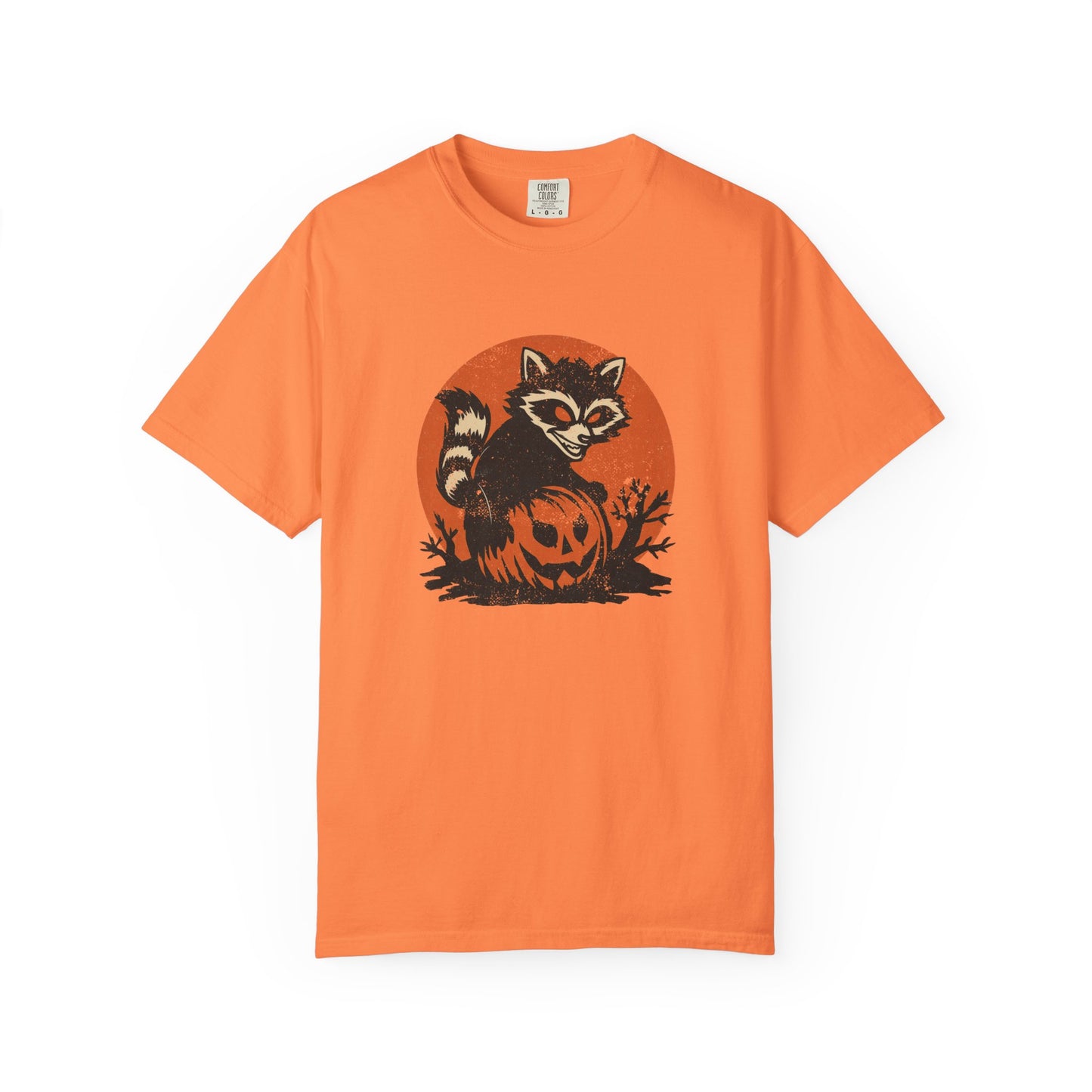 Comfort Colors Spooky Raccoon Halloween T-Shirt, Halloween Raccoon T-shirt, Spooky Trick-Or-Treat Tee, Halloween Shirt, Fall Pumpkin Design